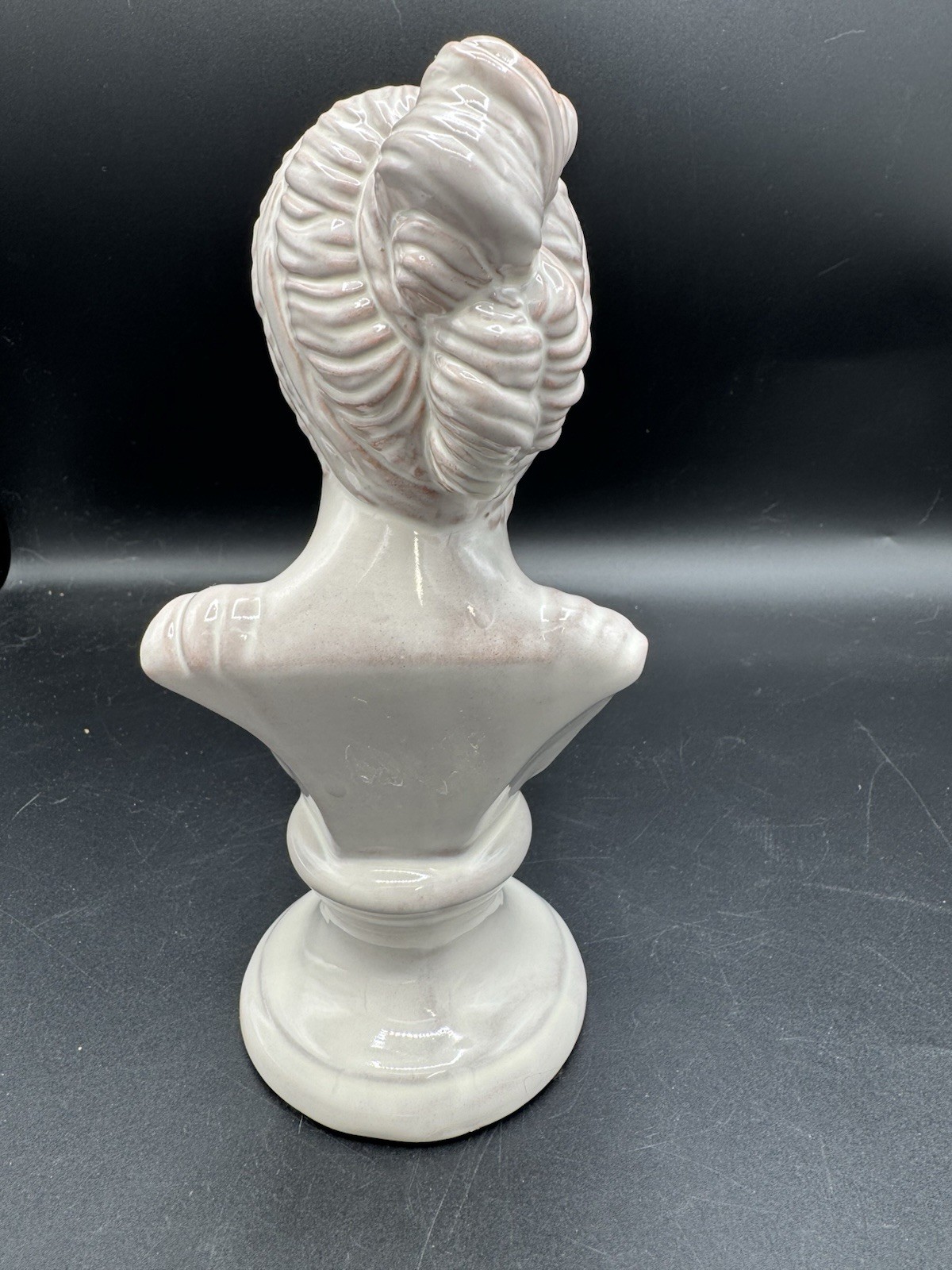 Italian Ceramic Classical Lady Bust White Glaze 8.25” Neoclassical Art