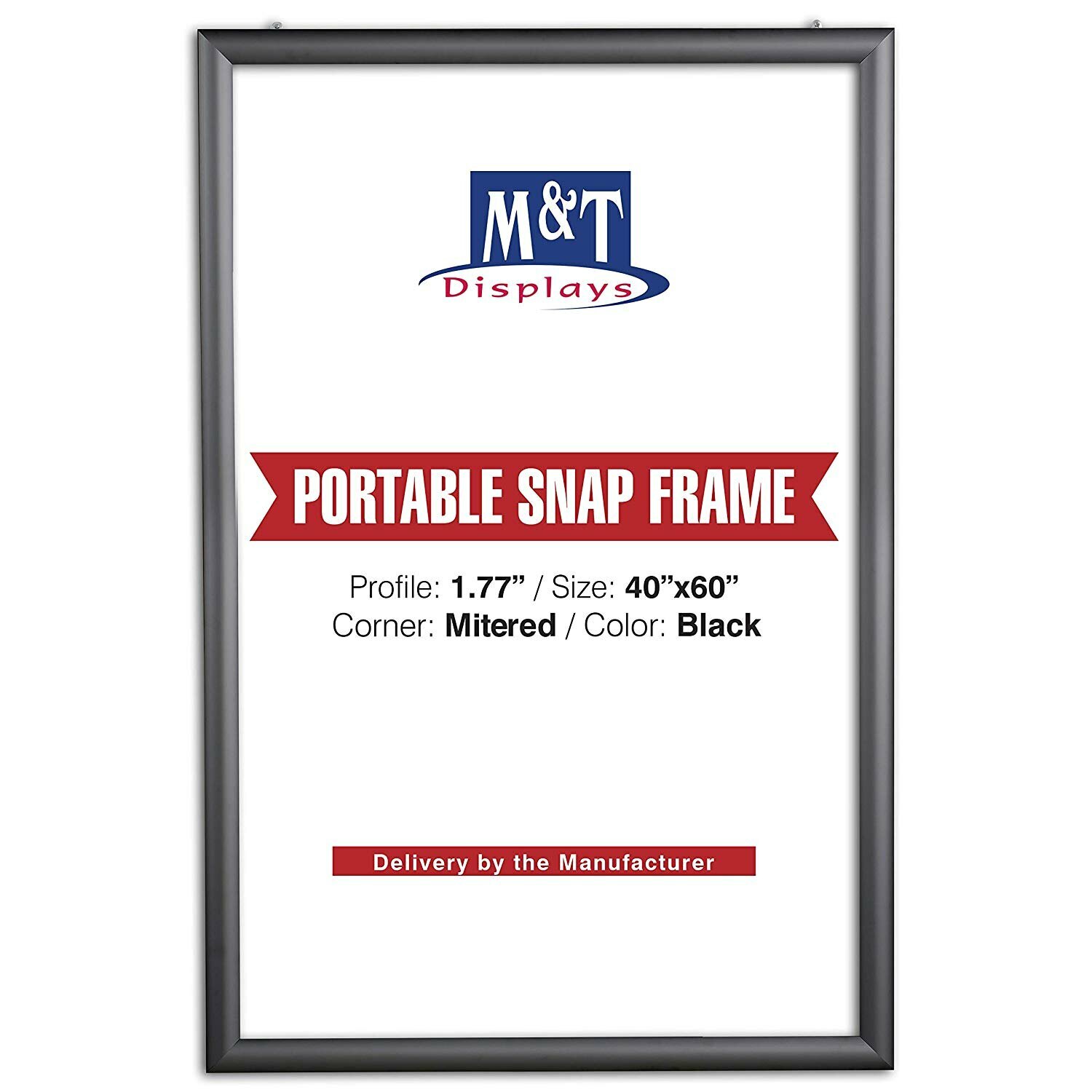 Portable Snap Poster Frame 1.77″ Aluminum Front Loading Wall Mount 40×60 Black