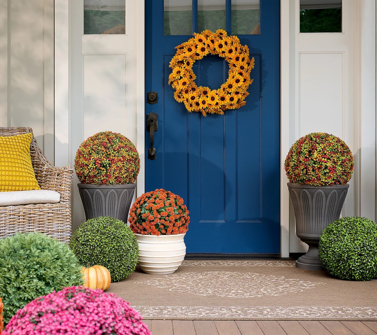 Wicker Park S/2 Oversized 15″ Harvest Faux Flower Spheres Harvest Multi