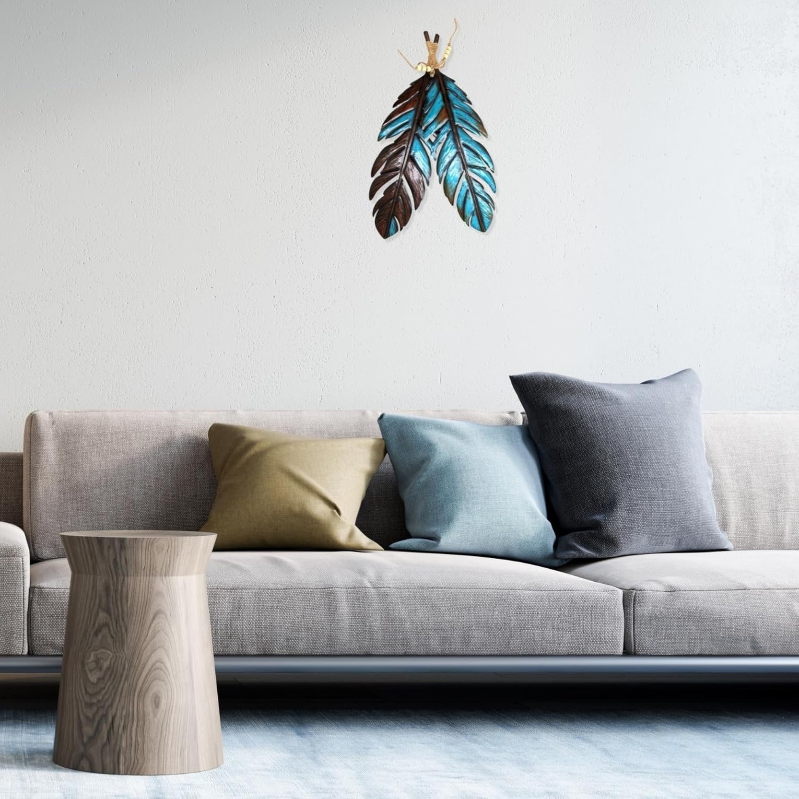 Rustic Metal Feathers Wall Hanging – Southwest Boho Chic Décor 12×20