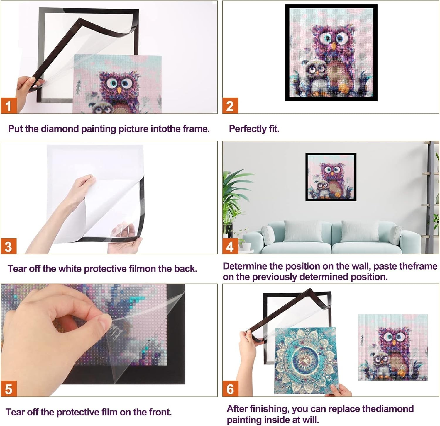 2 Pack Magnetic Diamond Art Frames 30x30cm – Effortless Art Display Solution
