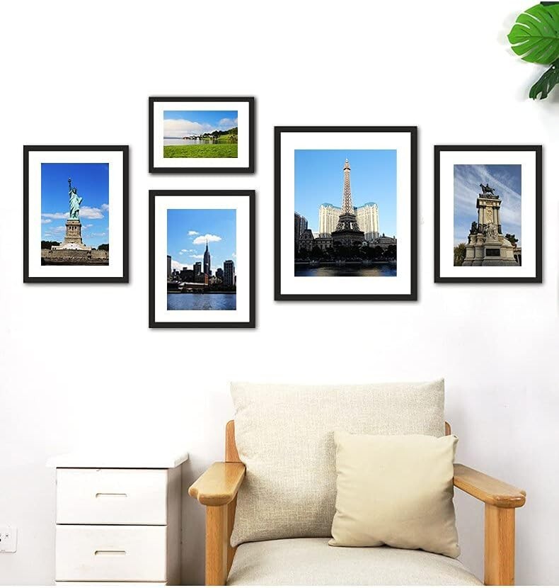12×18 Picture Frame Set of 6, Display Pictures 11×17/12×18 with/without Mat
