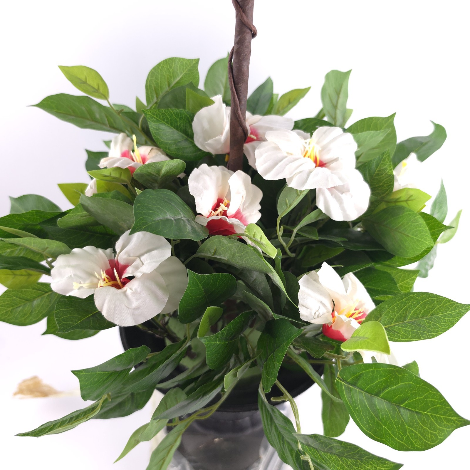 Wicker Park 36″ Tall 2-Tier Faux White Hibiscus Topiary in Pot