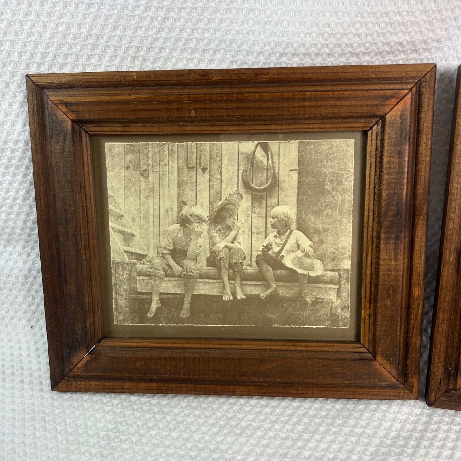 2 VTG R. Hendrickson Sepia Art Prints Rustic Wood Frames Americana 10″x8.5″