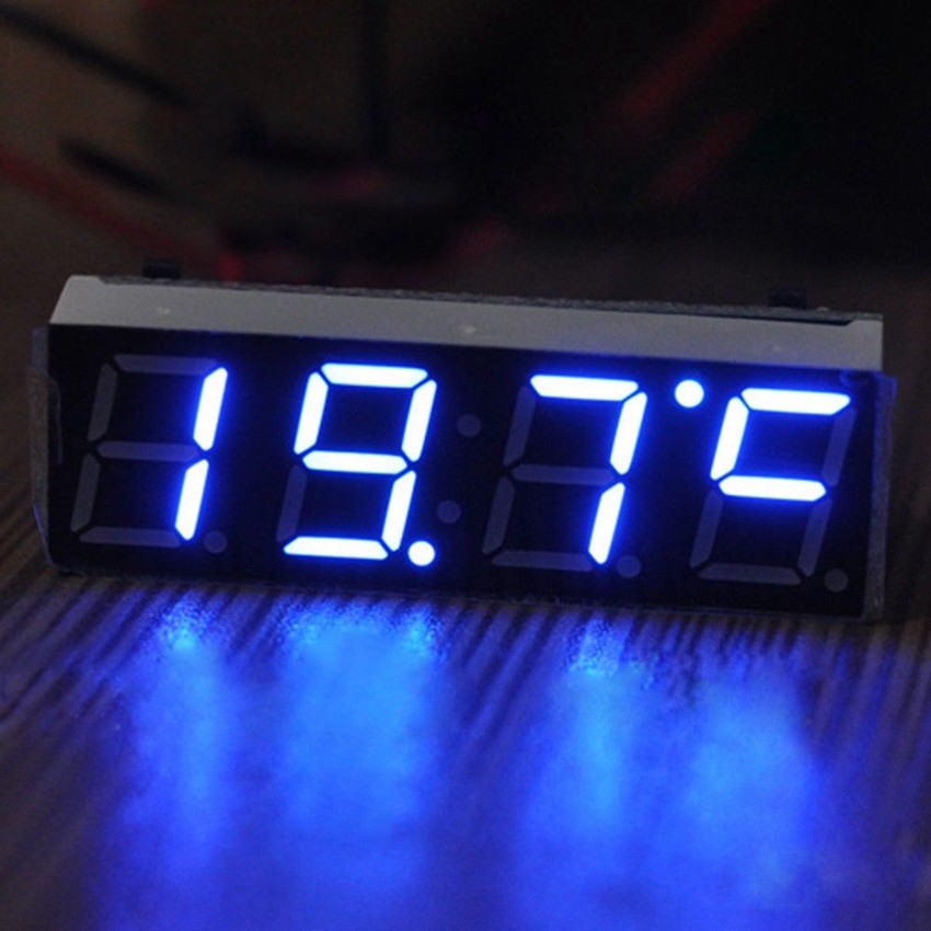 12V Digital Clock Car LED Electronic Clock Time Alarm Voltage Thermometer 4modes