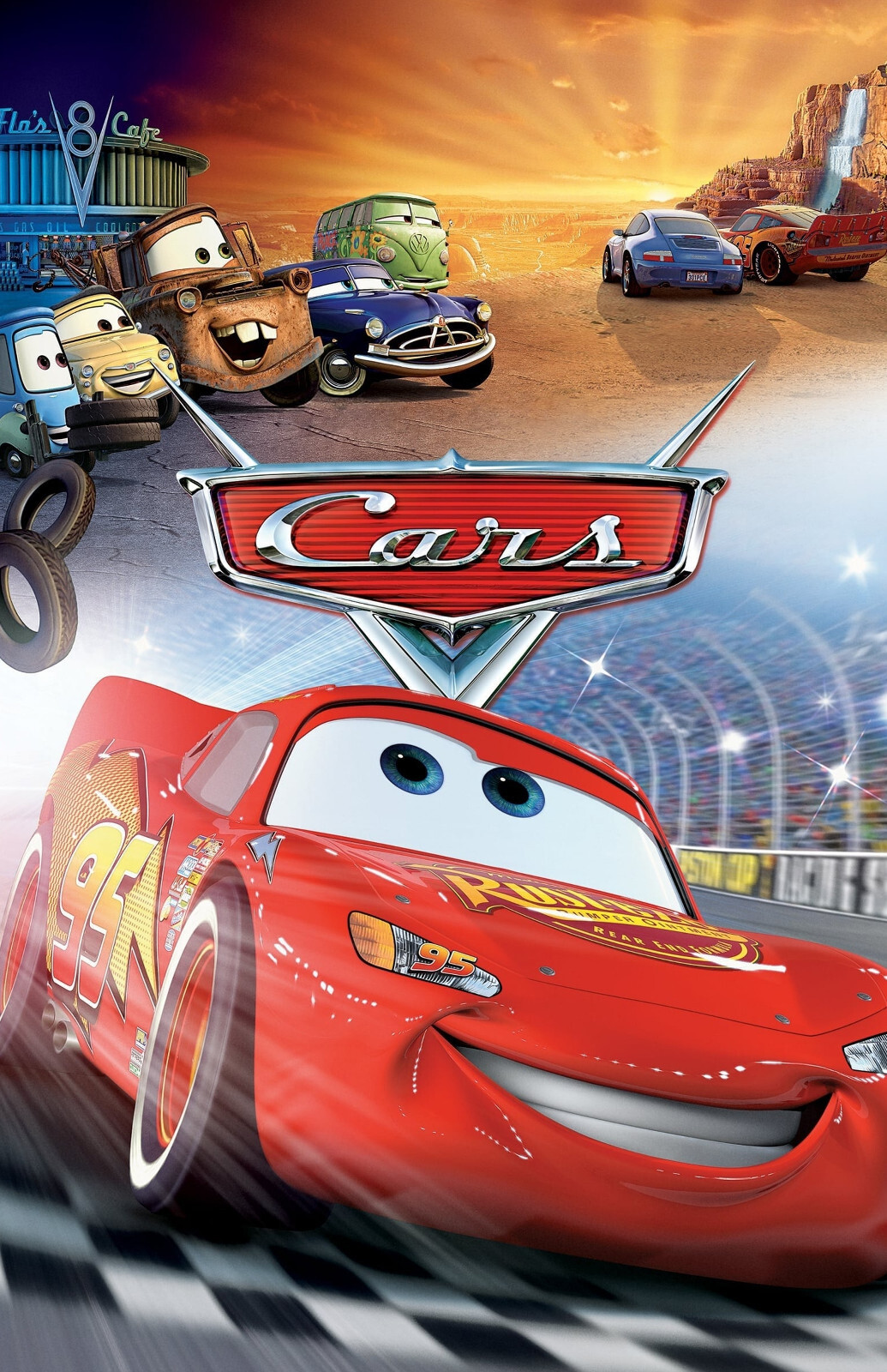 AA0834 Cars Disney Film By John Lasseter 2006 Full Cast Movie Poster 11×17
