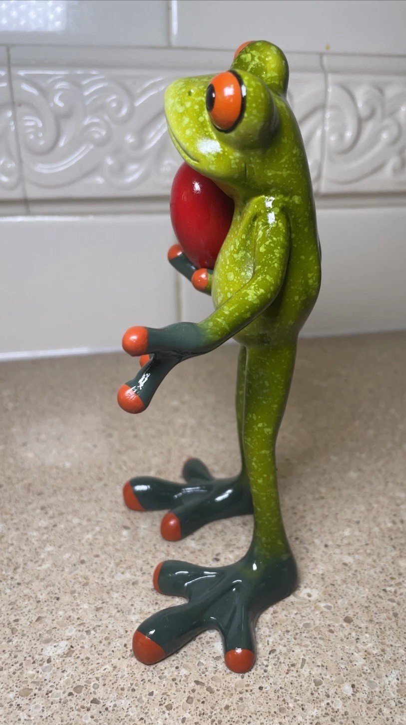 Frog Figurine Holding A Red Heart