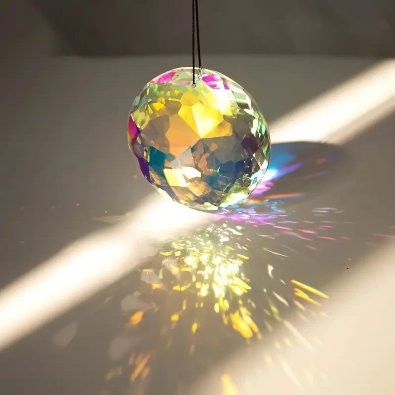 75mm Suncatcher Faceted Round Prism Crystal Glass Rainbow Maker Hanging Decor