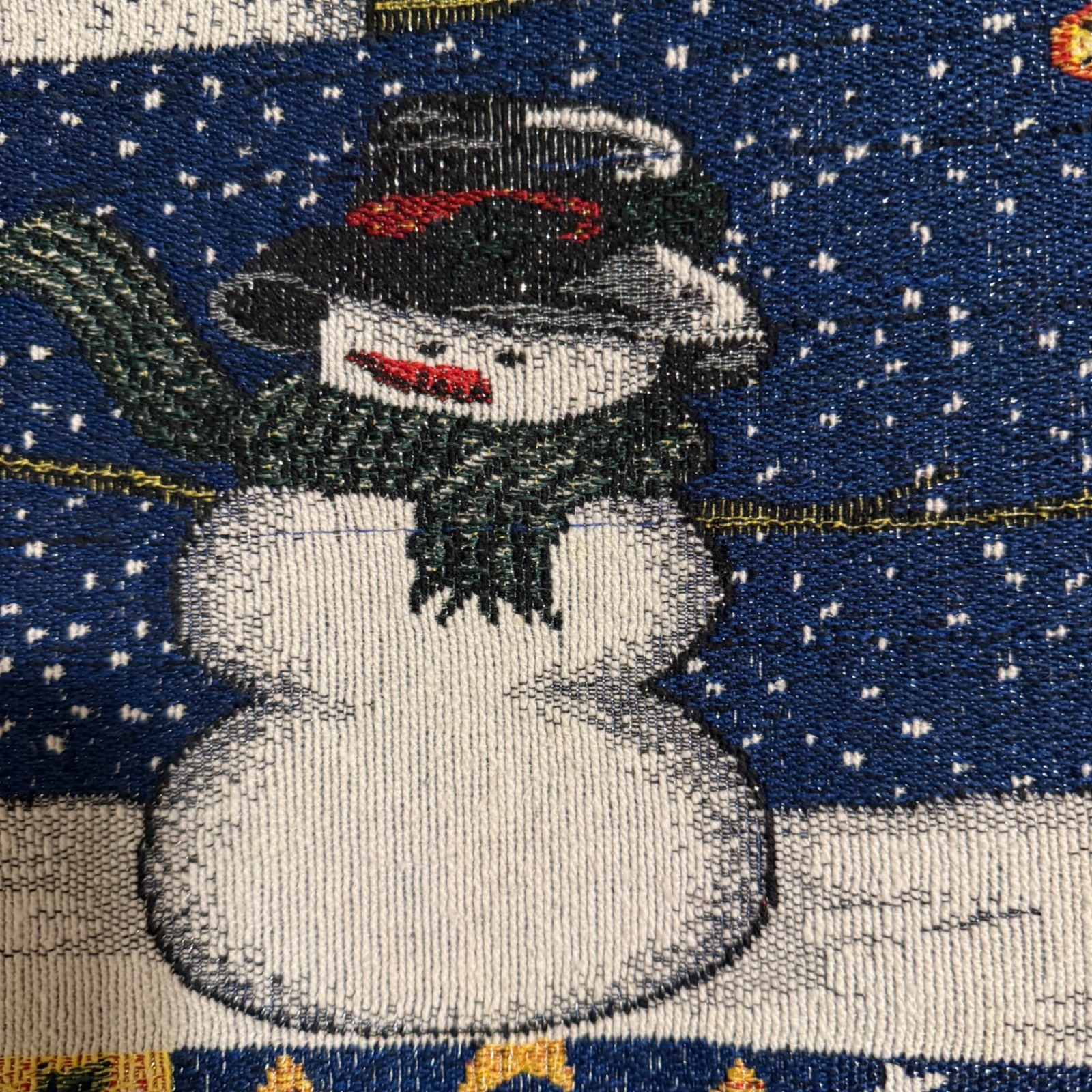Set of 10 Patchwork Snowman Tapestry Placemats Happy Holidays Peace on Earth