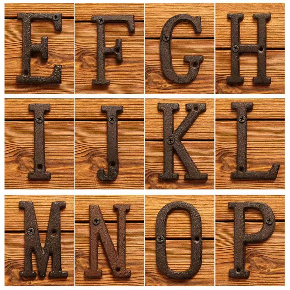 US Cast Wrought Iron Black Antique House Door Address Alphabet Letters Numbers