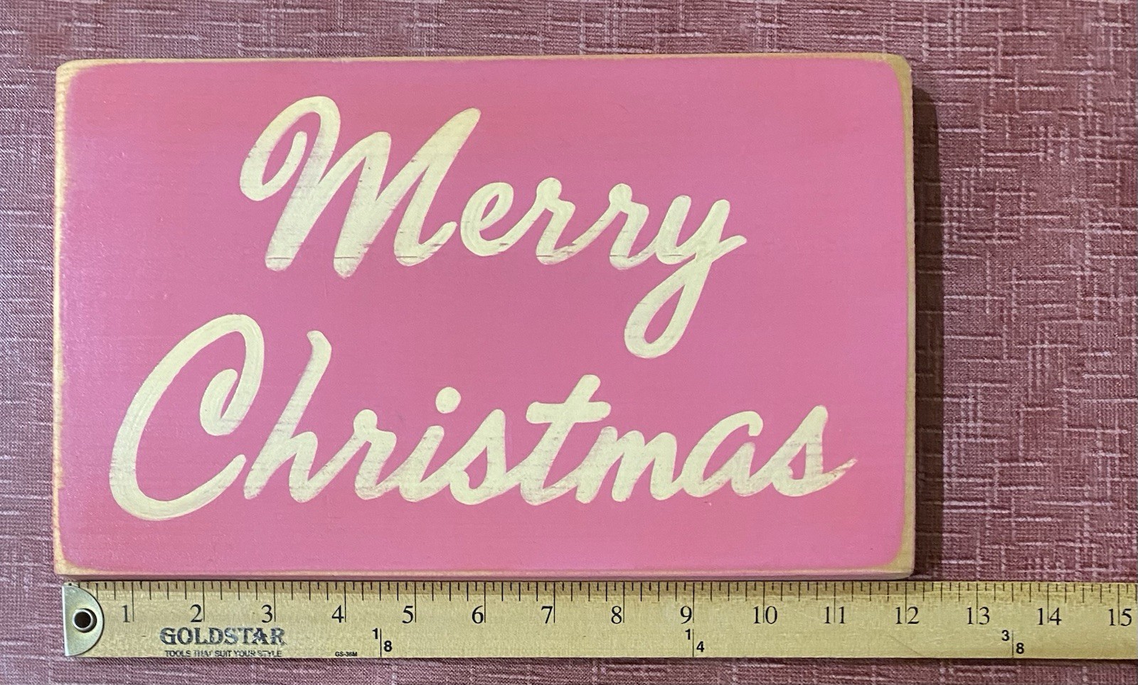 🌹HP SHABBY COTTAGE CHIC PINK HANDPAINTED MERRY CHRISTMAS SIGN WOOD WALL PLAQUE