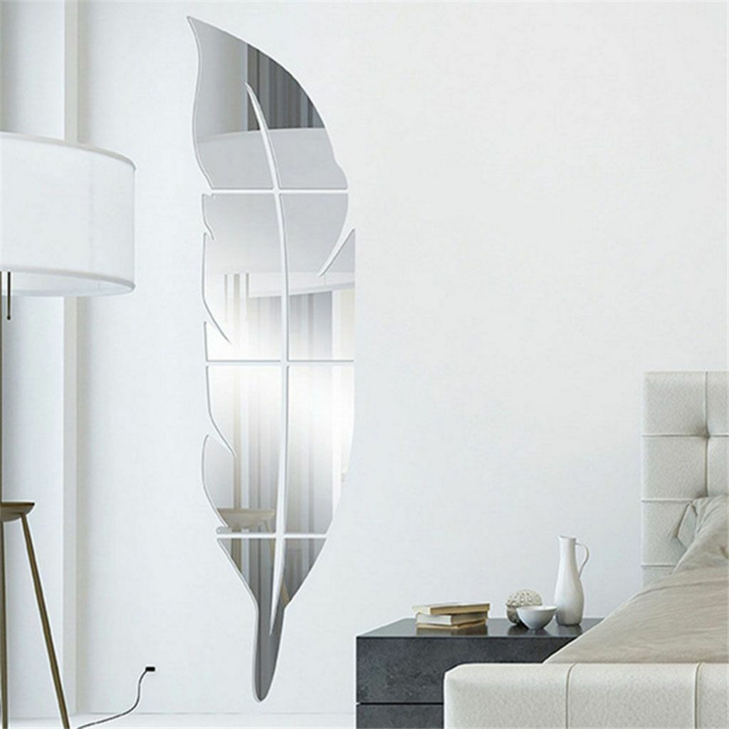 3D DIY Removable Feather Mirror Home Room Decal Vinyl Art Stickers Wall Decor US