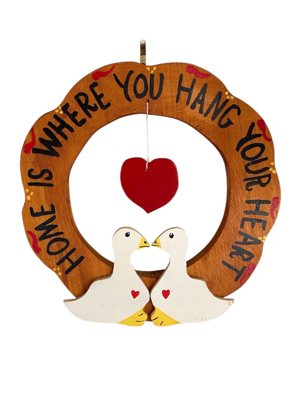 Vtg. Wood Goose Wreath Wall Hanging Grandma Core CottageCore Handmade Geese