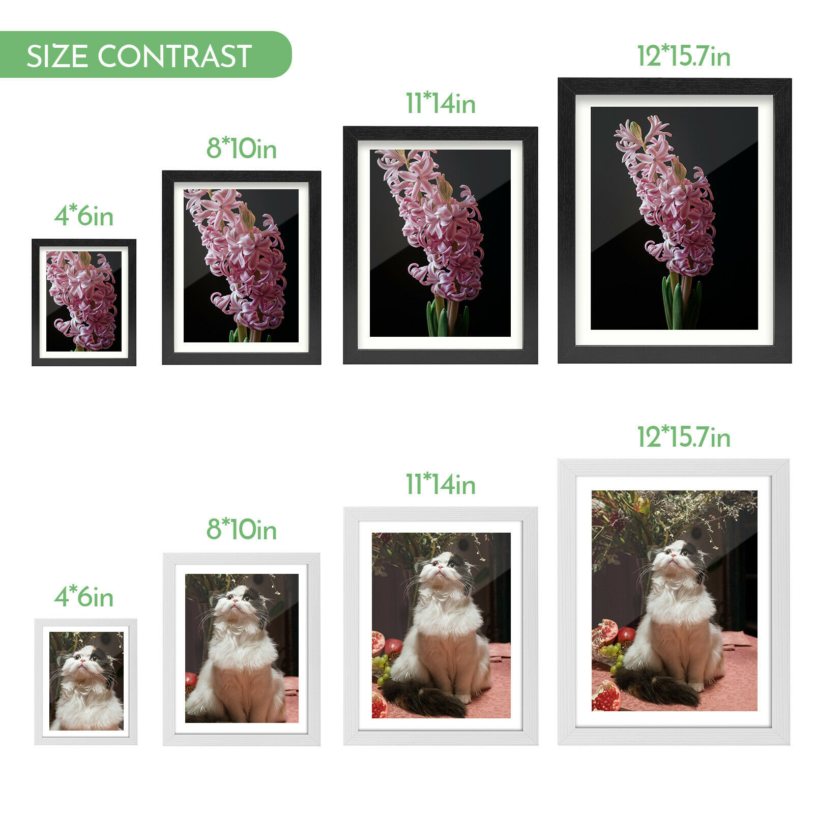 4×6 8×10 11×14 12×16 Wood Photo Frame Set Wall Mount Tabletop Poster Display US