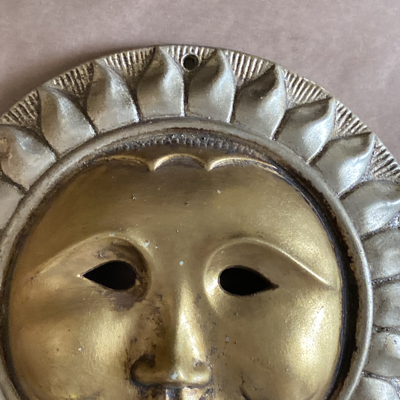 Ceramic Sun Face Wall Plaque Rustic Boho Garden Patio Art Decor