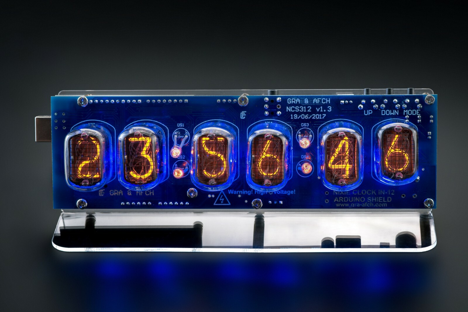 DIY KIT Nixie Tubes Clock IN-12 Arduino Shield NCS312 [WITH OPTIONS] 12/24H GPS