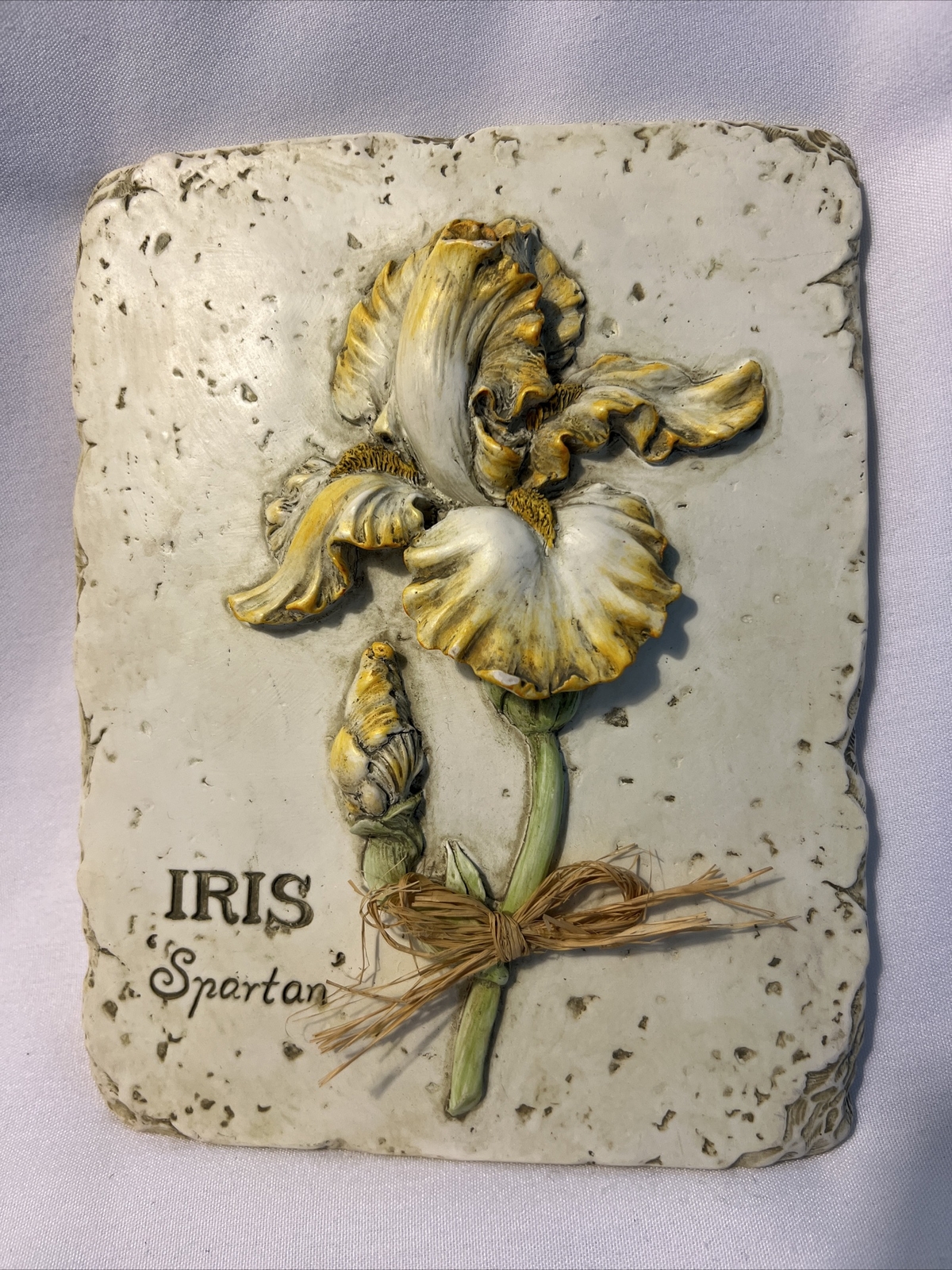 Iris Spartan Flower 3D Wall Art Resin Plaque Unmarked Bracket On Back