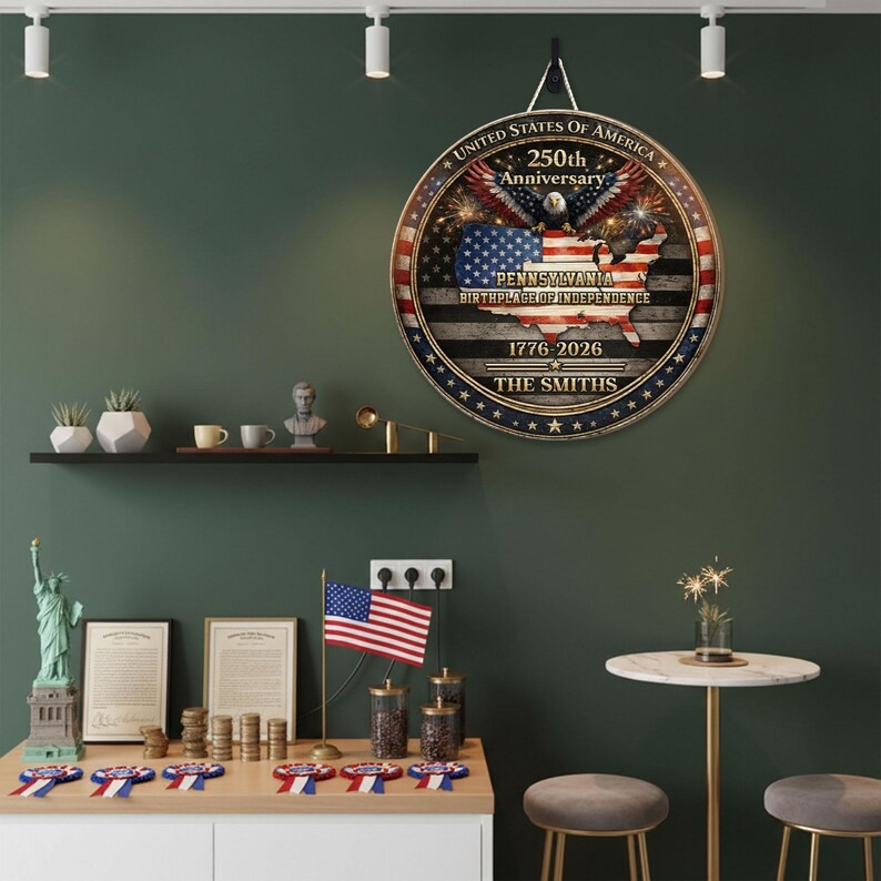 Personalized Patriotic Wall Sign with Rope