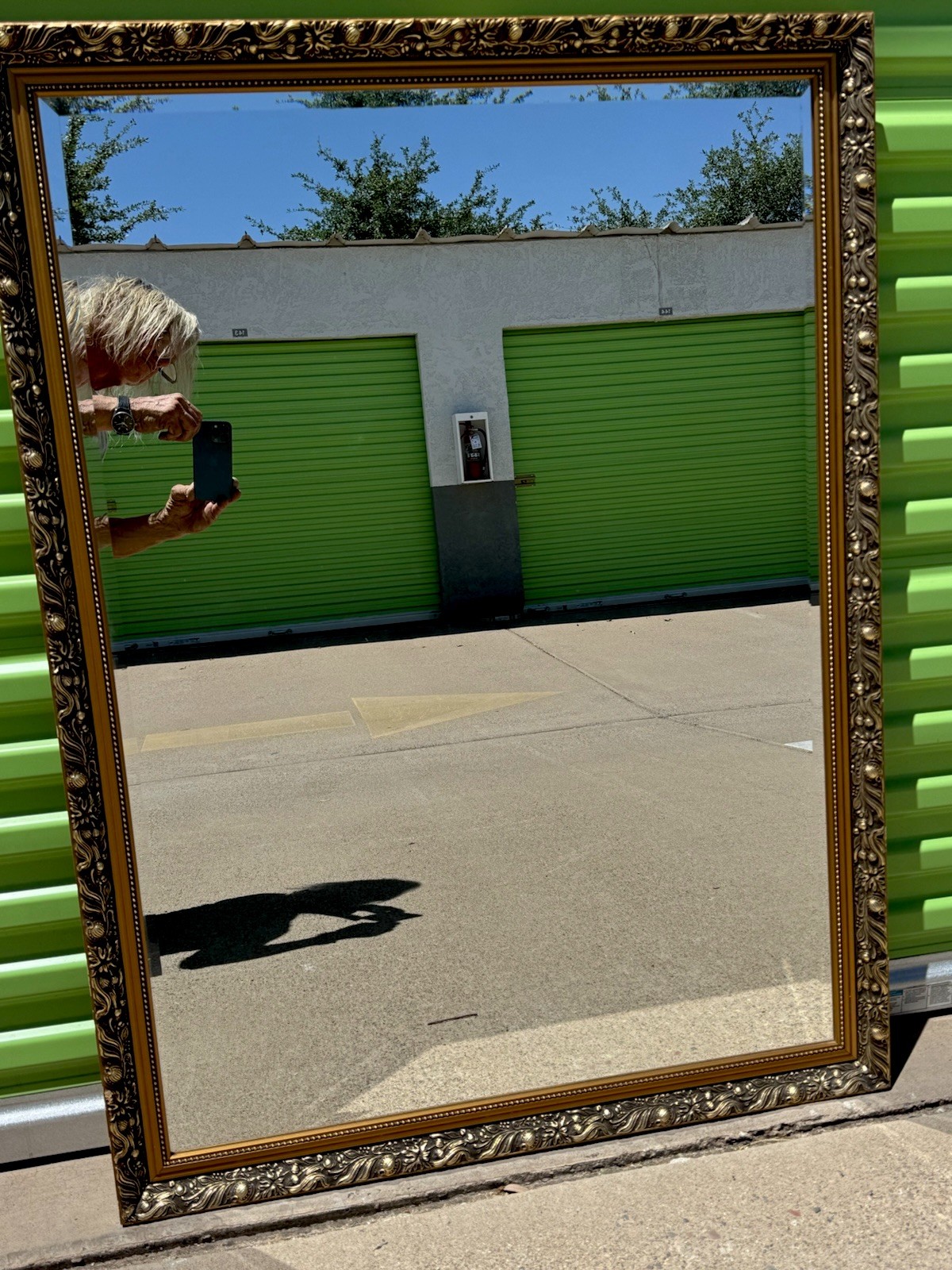 BIG BEVELED BEAUTIFUL MIRROR Large Dahlia 47”x 35” Mfg. in U.K.