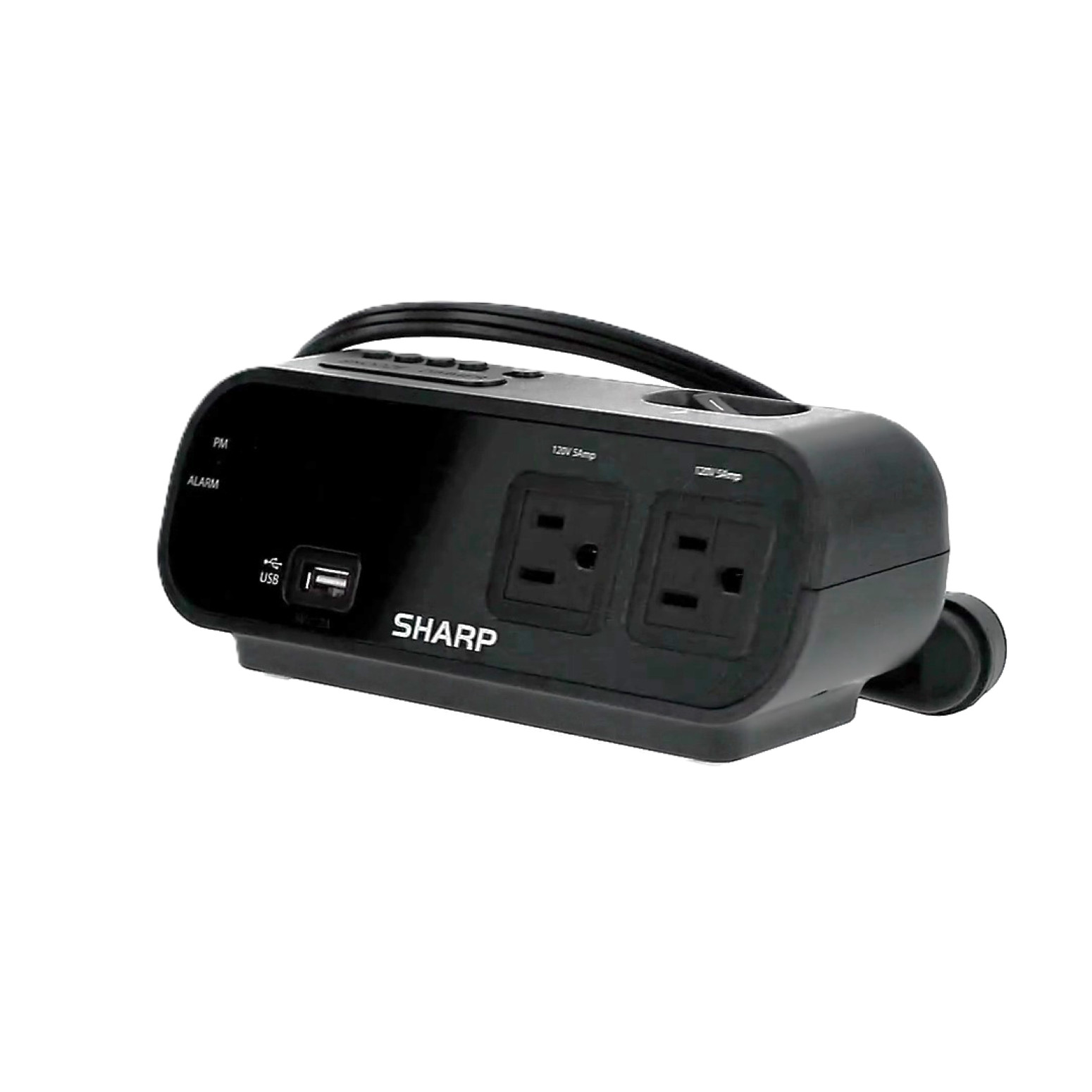 SHARP LED Digital Alarm Clock, 2 AMP fast Charge USB Ports & 2 AC Power Outlets
