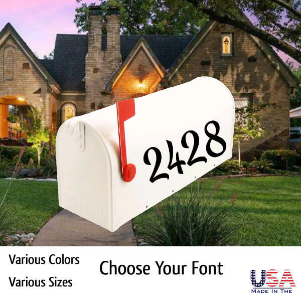 SET OF 3 Custom Mailbox Numbers Vinyl Decals Stickers – Choose Size & Color