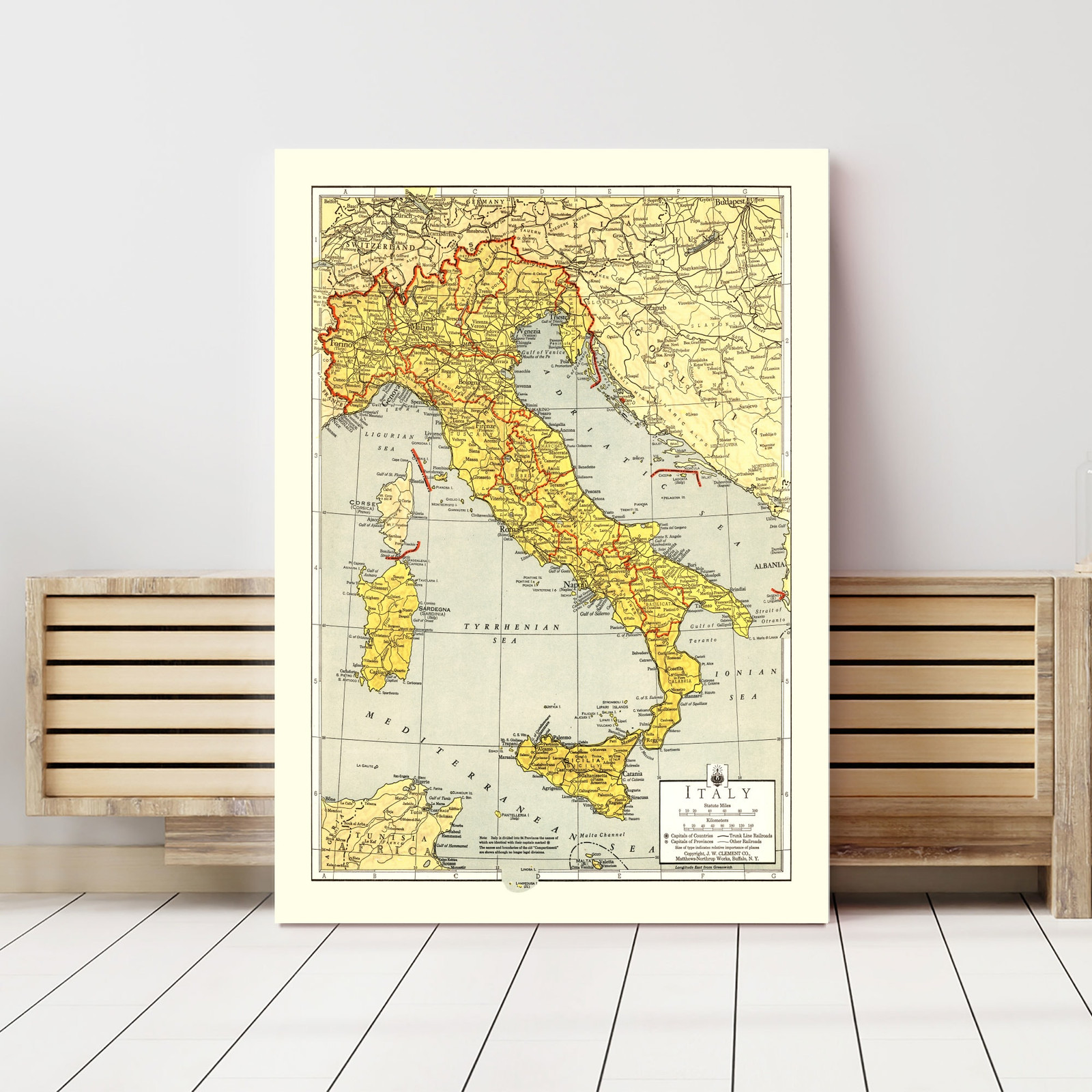 Old Map of Italy 1943 – Vintage Italy Art Wall Decor