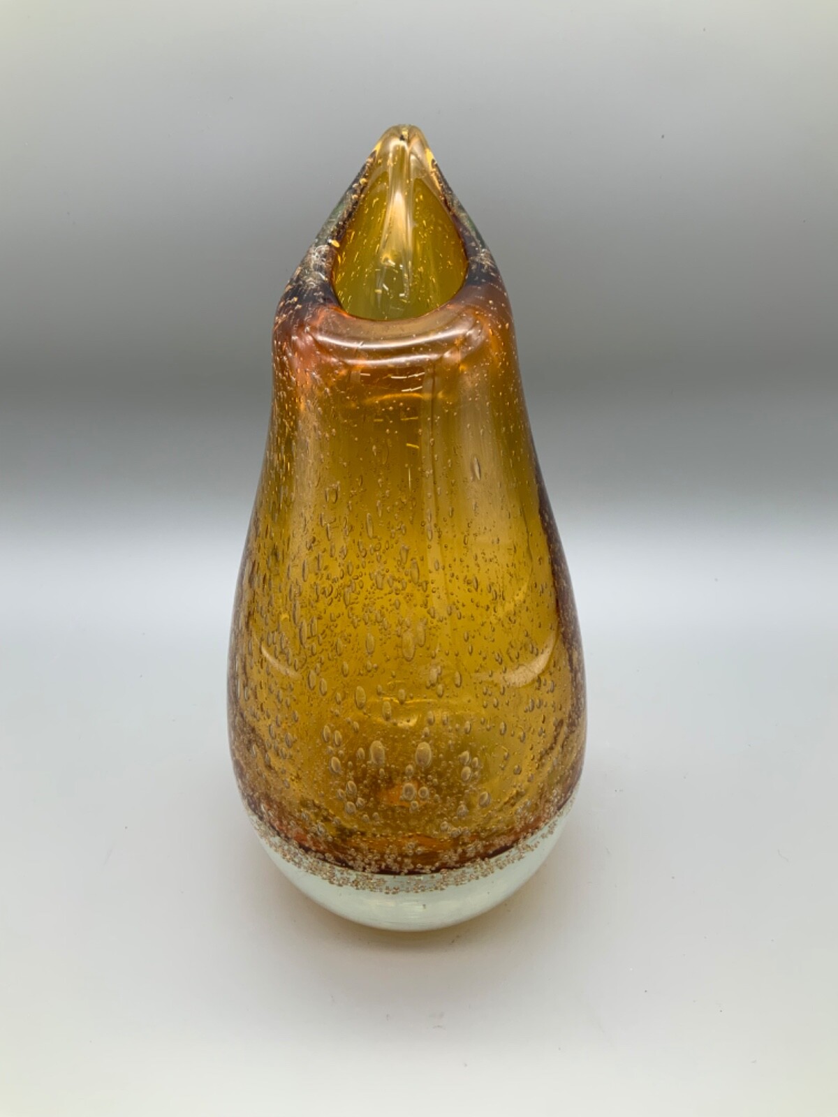 Vintage Amber Glass Bullicante Vase Heavy 3 lb. 9 oz. Home Essentials style 1806