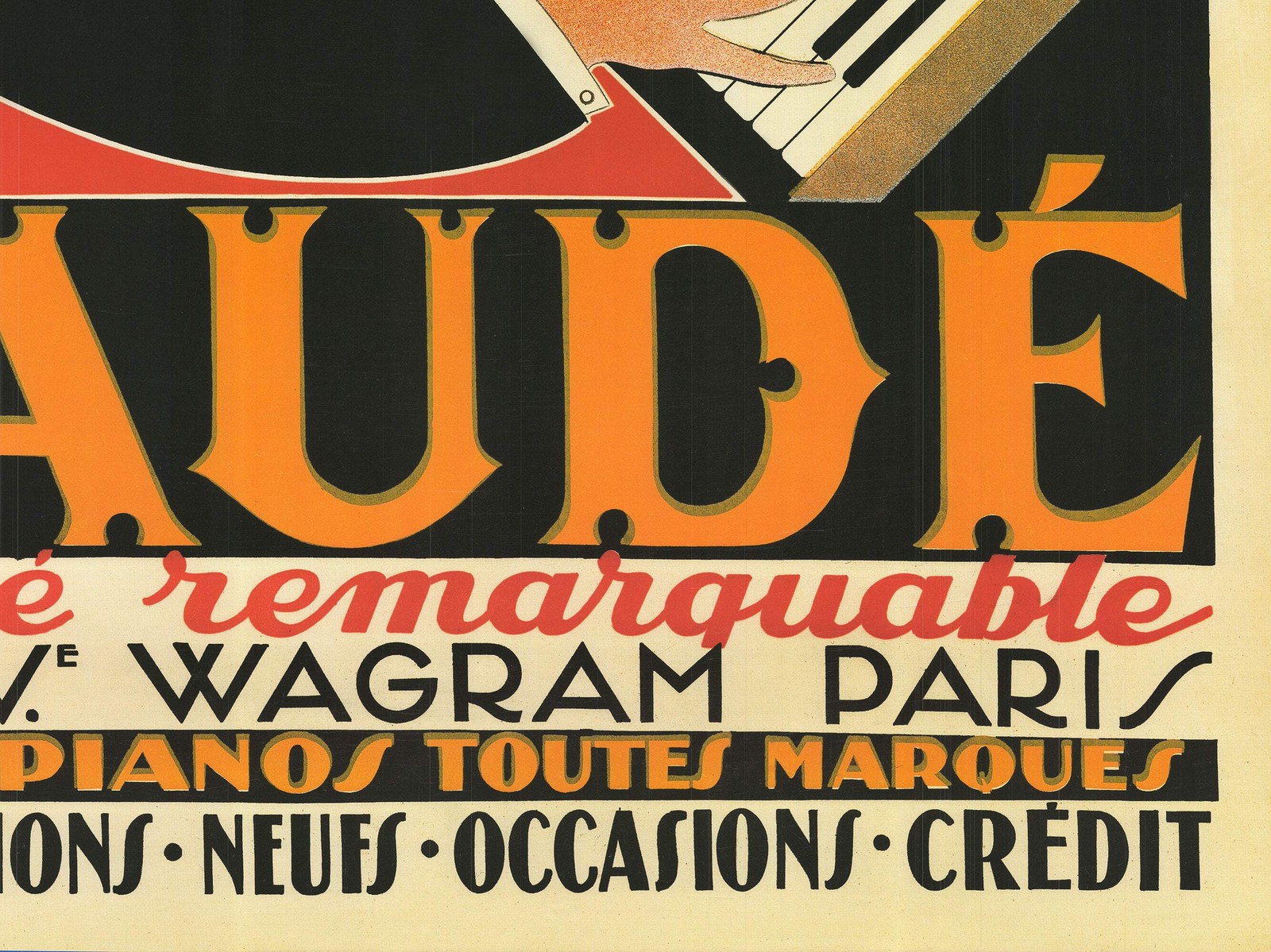 ANDRE DAUDE Pianos 48.25″ x 36″ Offset Lithograph 1998 Vintage