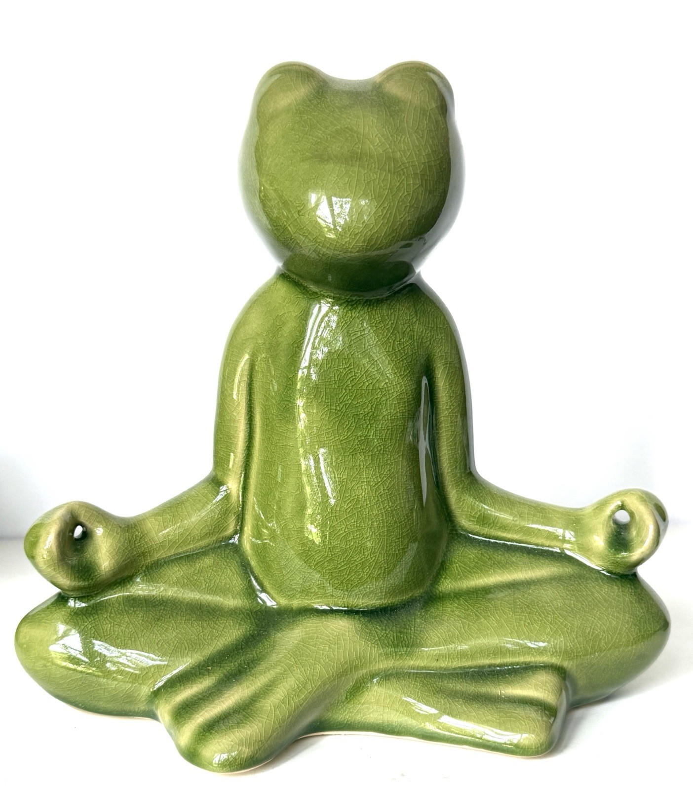 Yoga Posing Frog Figurine Ceramic Home Garden Decor 3D 9×9”