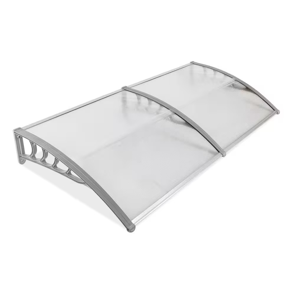 78 In. Gray Bracket Door and Window Fixed Awning in Clear