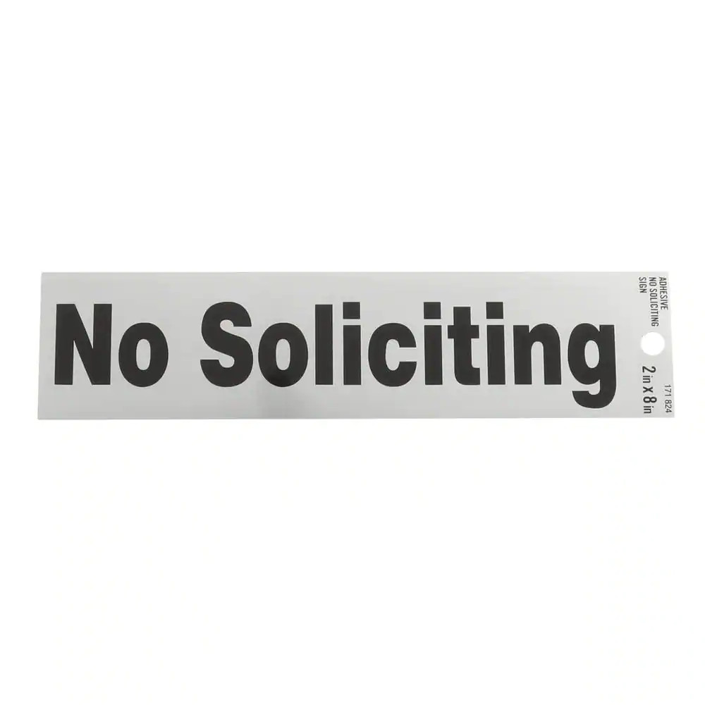 2 In. X 8 In. Plastic No Soliciting Sign