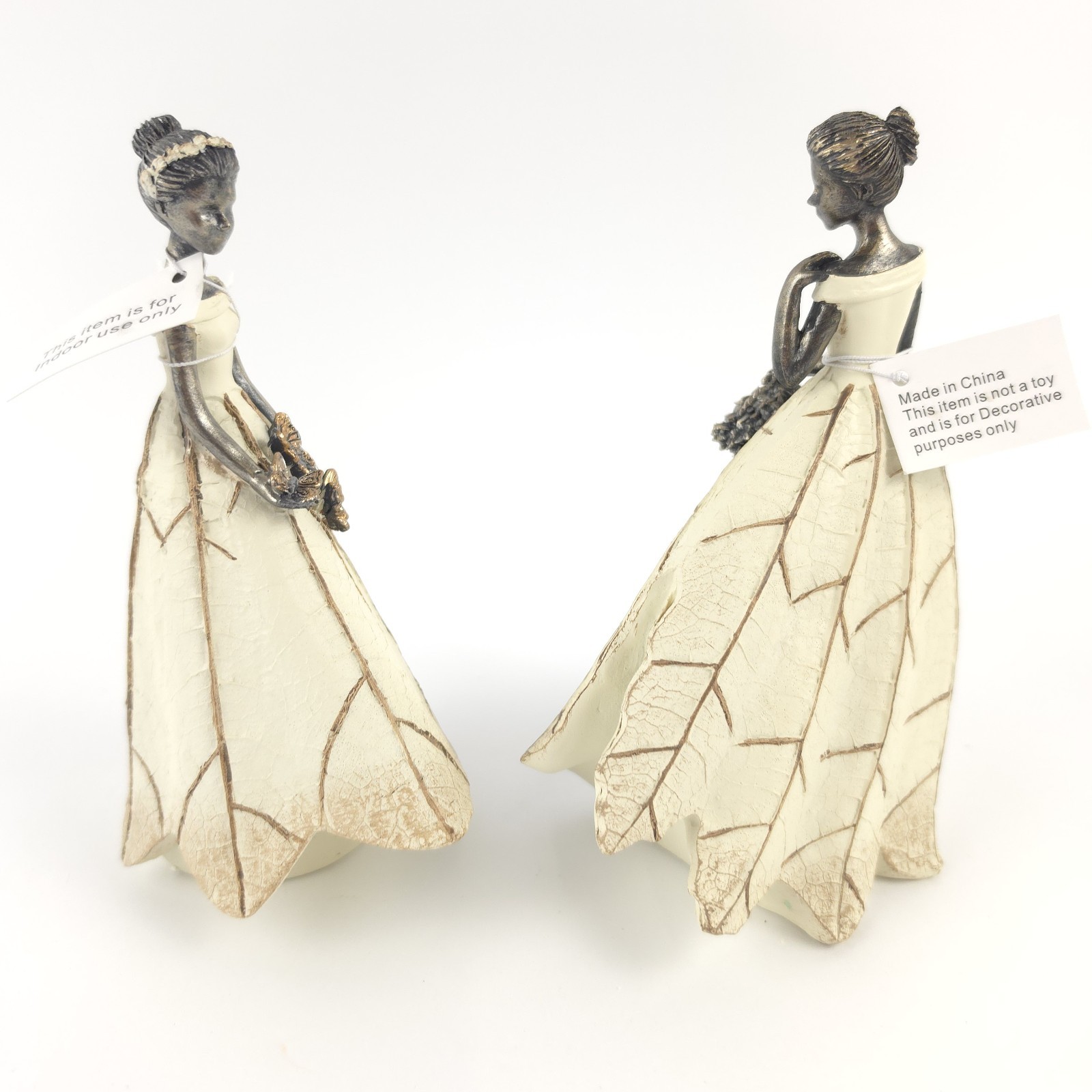 Set of 2 6.5″ Garden Maidens with Gift Boxes – Basket & Butterfly – Ivory