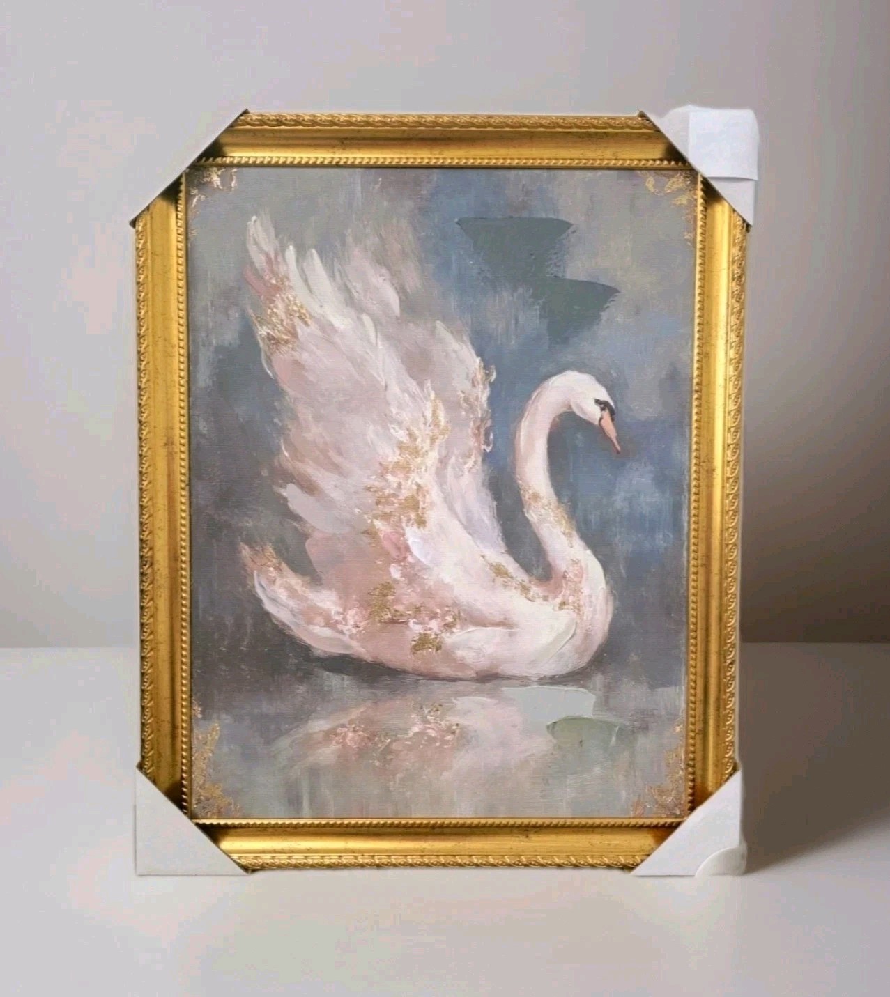Swan Framed Painting Wall Art New Viral TikTok 20 in x 16in Cottagecore Romantic
