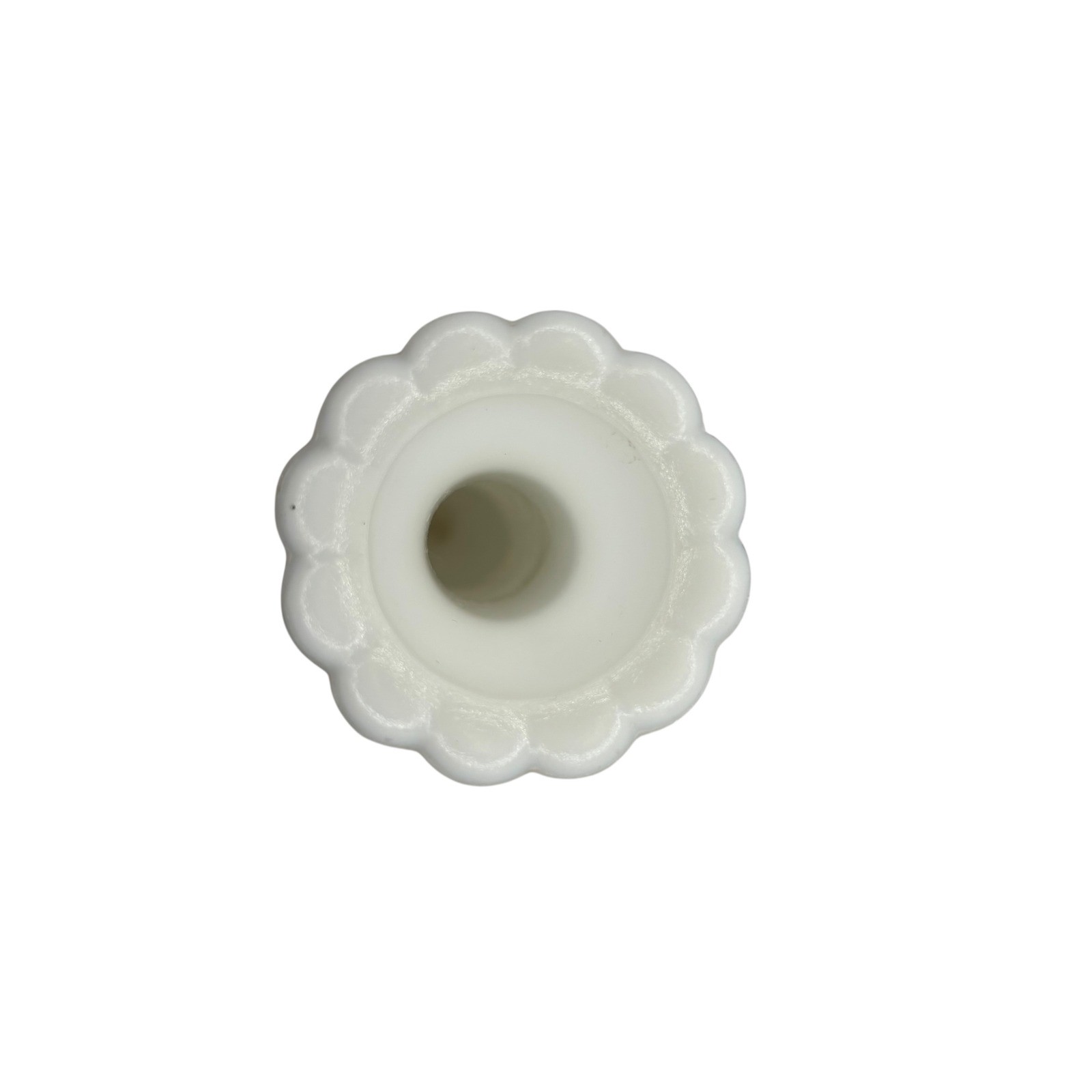 Vintage Milk Glass Bud Vase Geometric Pattern Textured Floral Rim 9 Inch
