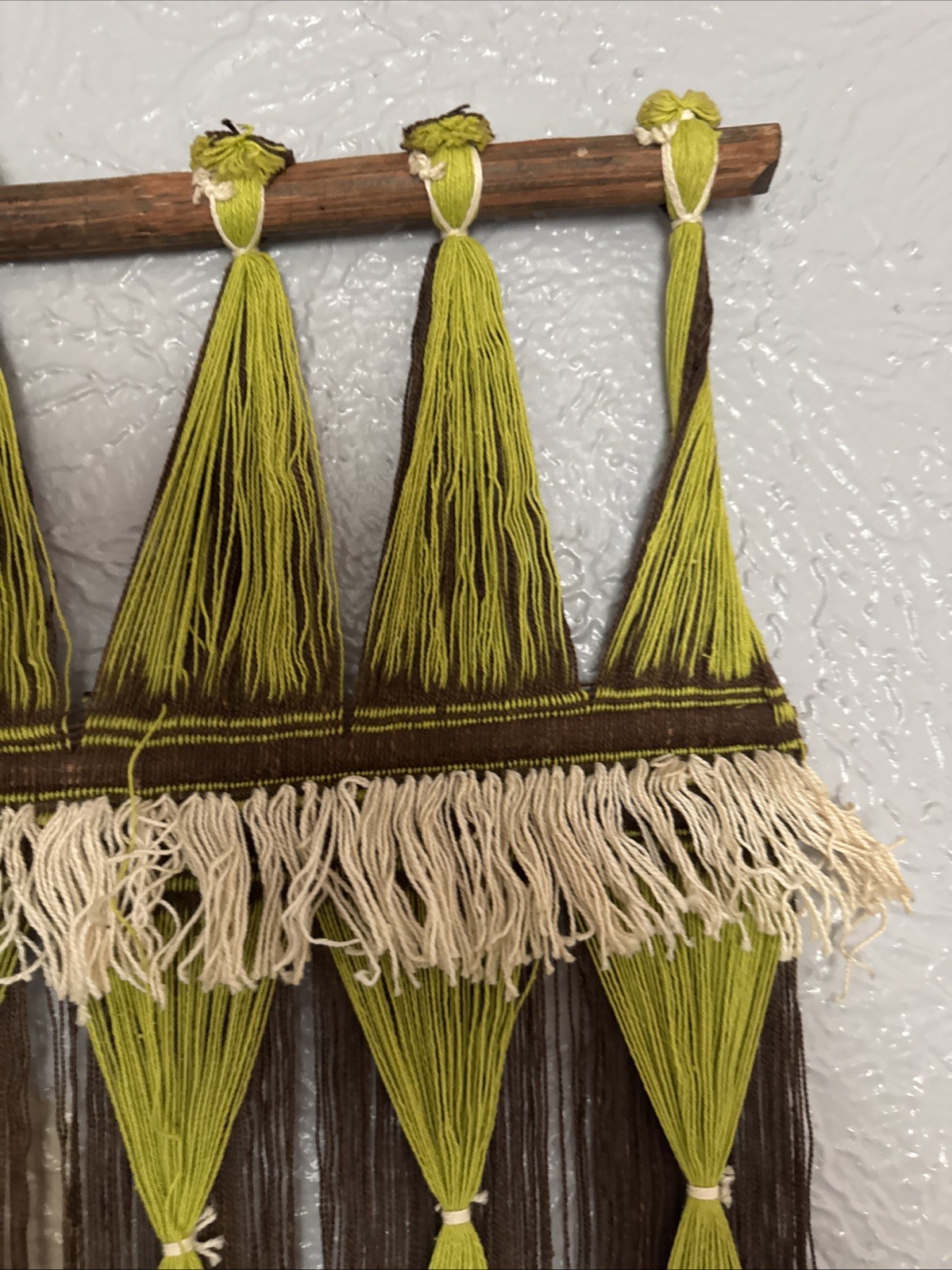 Vintage 70s Handwoven Fiber Art Wall Hanging 33.5”x 61” Approx/Boho MCM textile