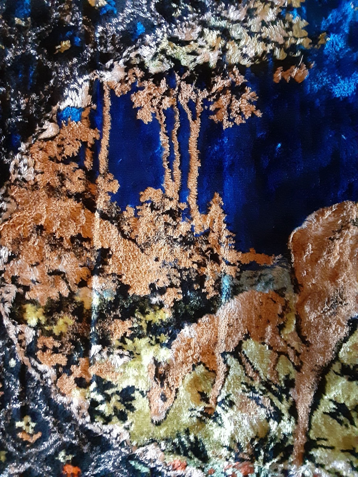 Vintage Velvet Fringed Tapestry *Table Dresser Runner*Rug 42×20 Vivid Colors !