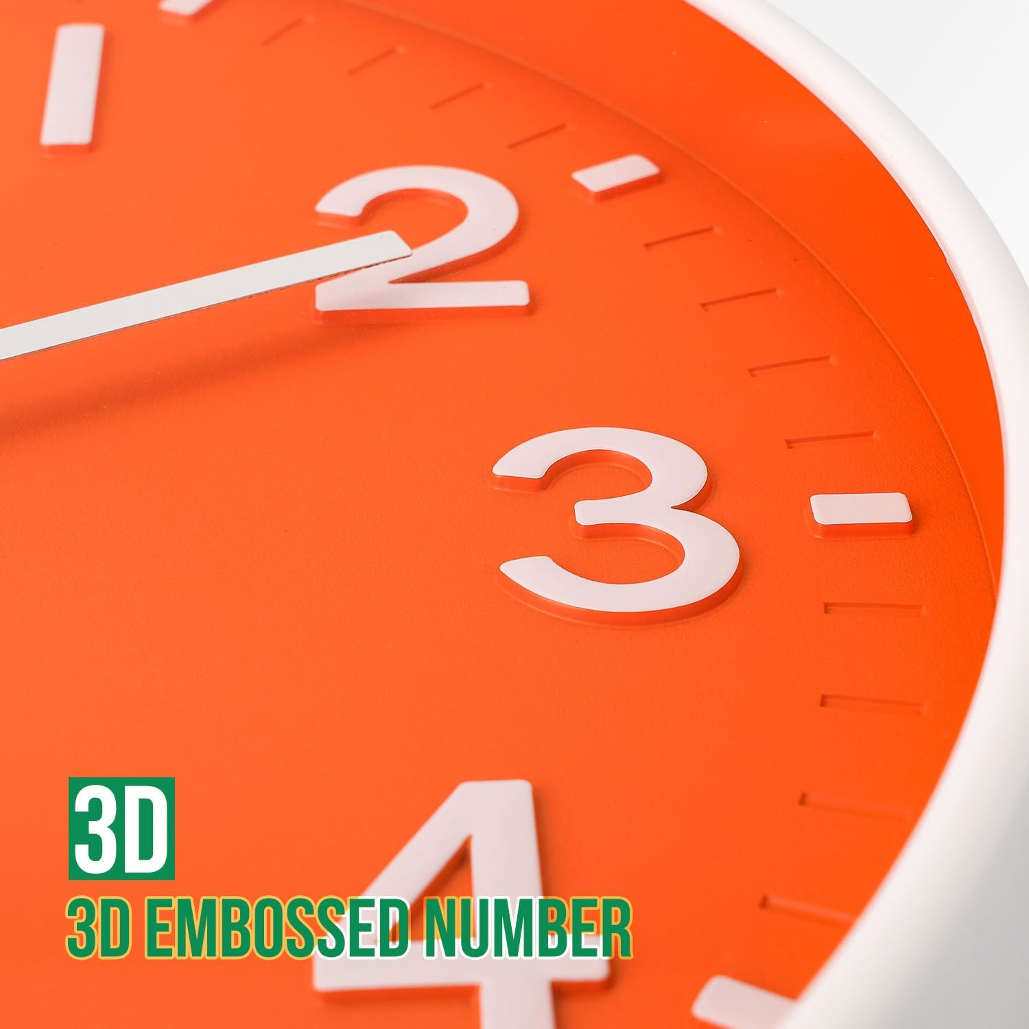 Wall Clock 12 Inch Orange Modern Simple Quartz Decorative Clock Non-Ticking Sile