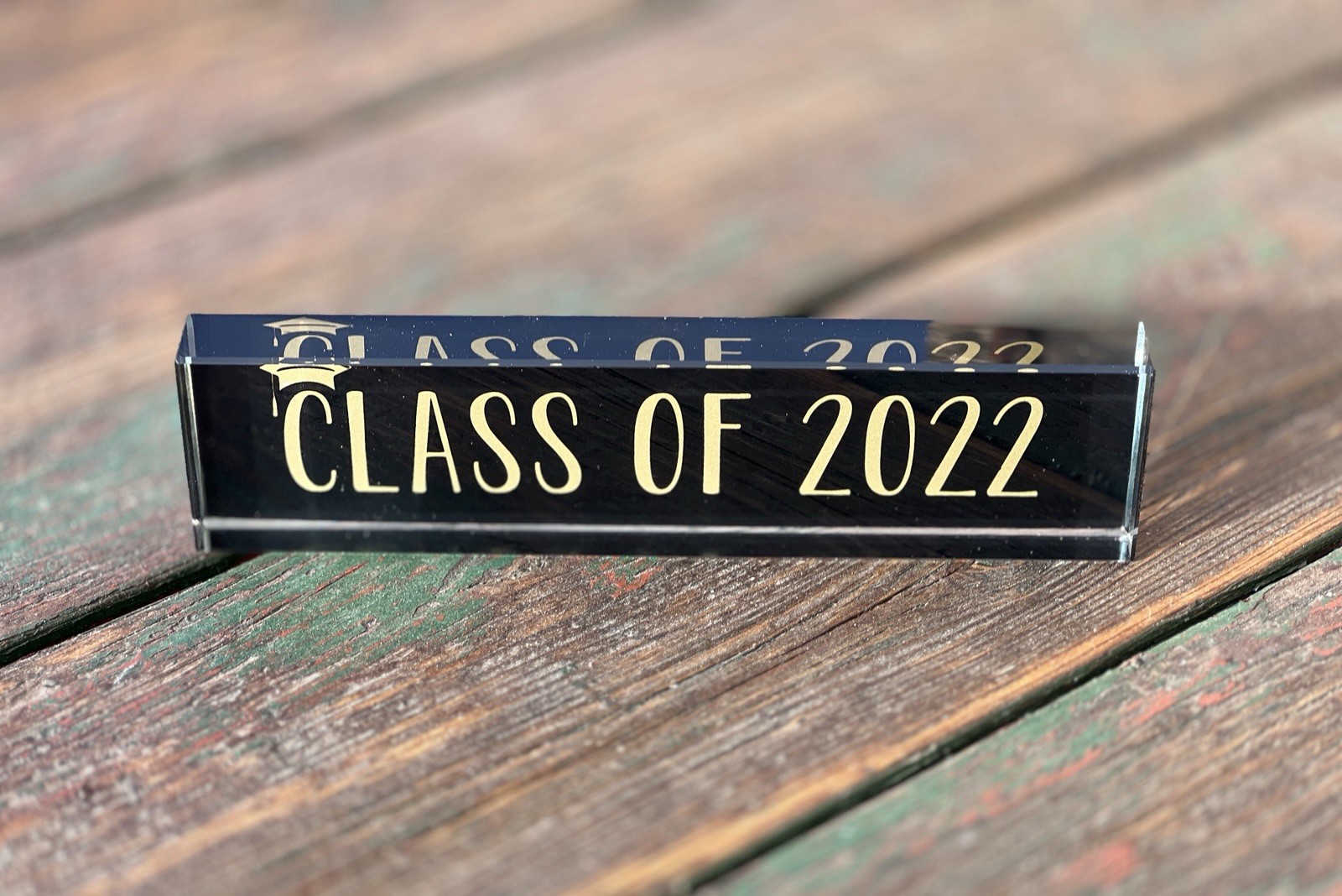 Way To Celebrate CLASS OF 2022 Solid Glass Desk Sign 7.75 in x 2-in x 0.75 in