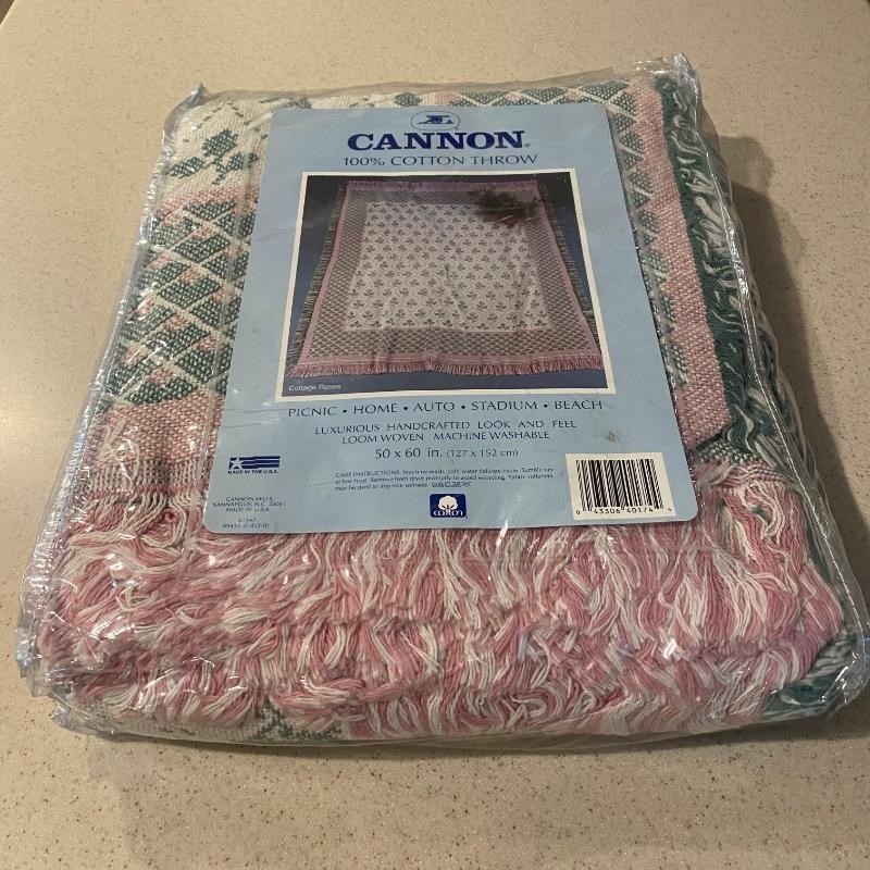 Cannon 100% Cotton Throw Blanket 50 x 60″ Woven USA Cottage 81347 NEW