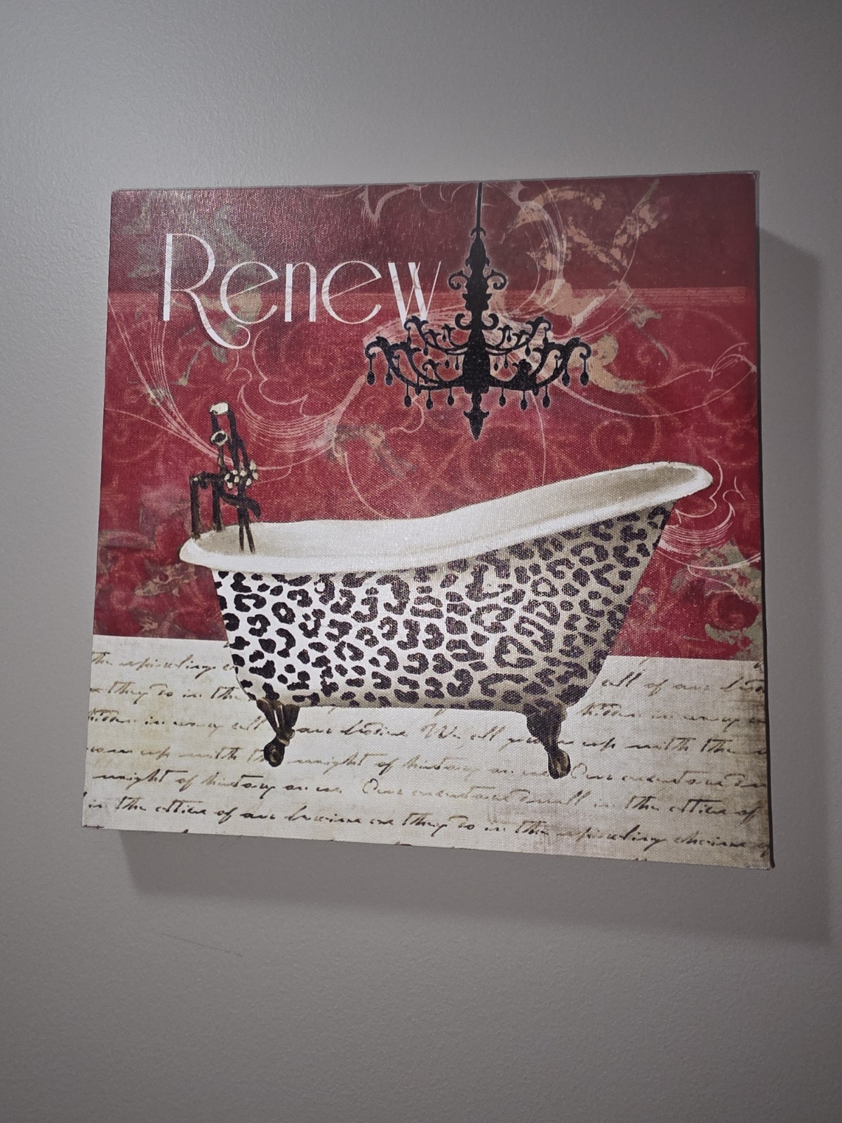 Renew Time Leopard Claw Foot Tub Canvas Print 12 X 12 Bathroom Picture
