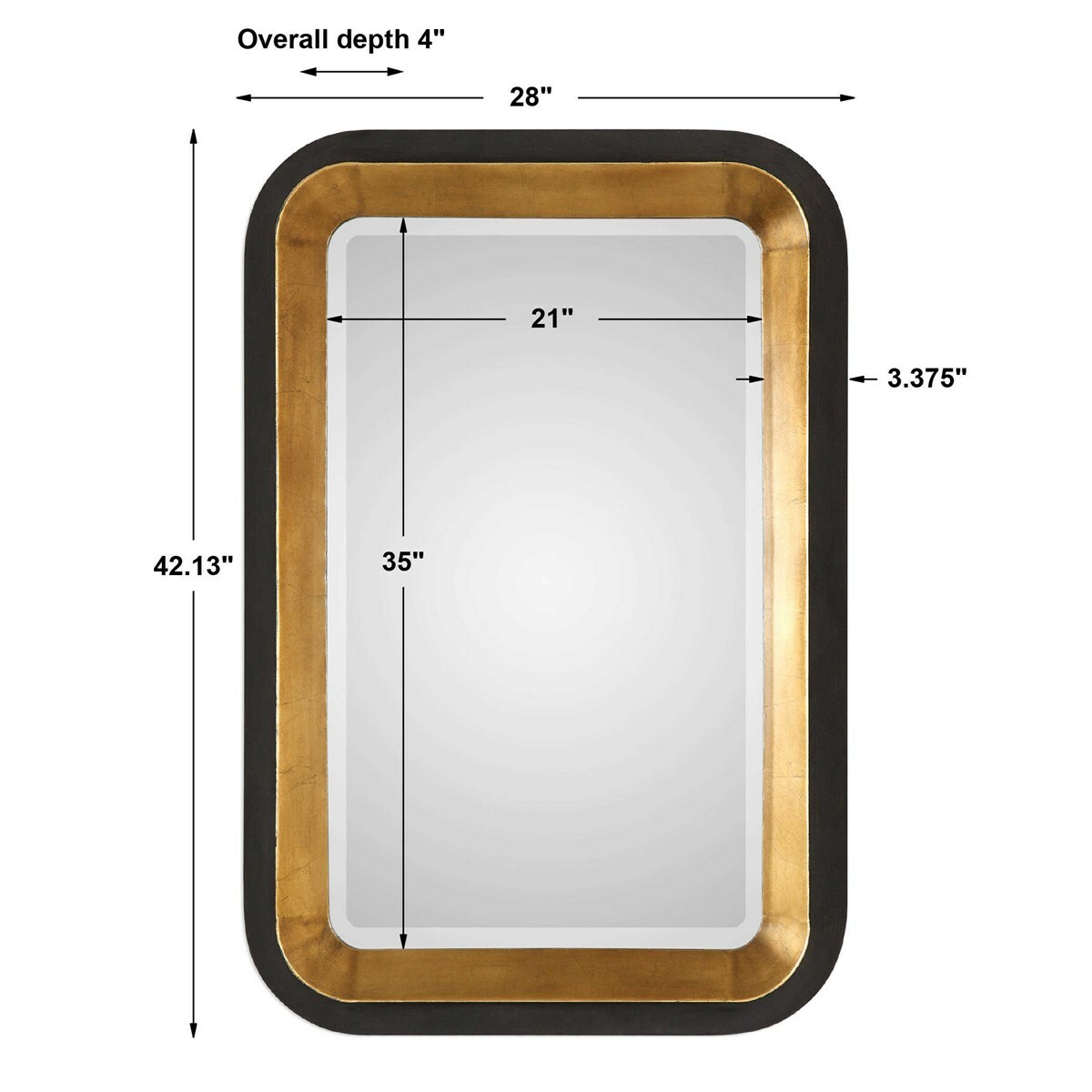 Uttermost 09301 Niva Metallic Gold Black Wall Mirror Bold Modern Beveled 42in