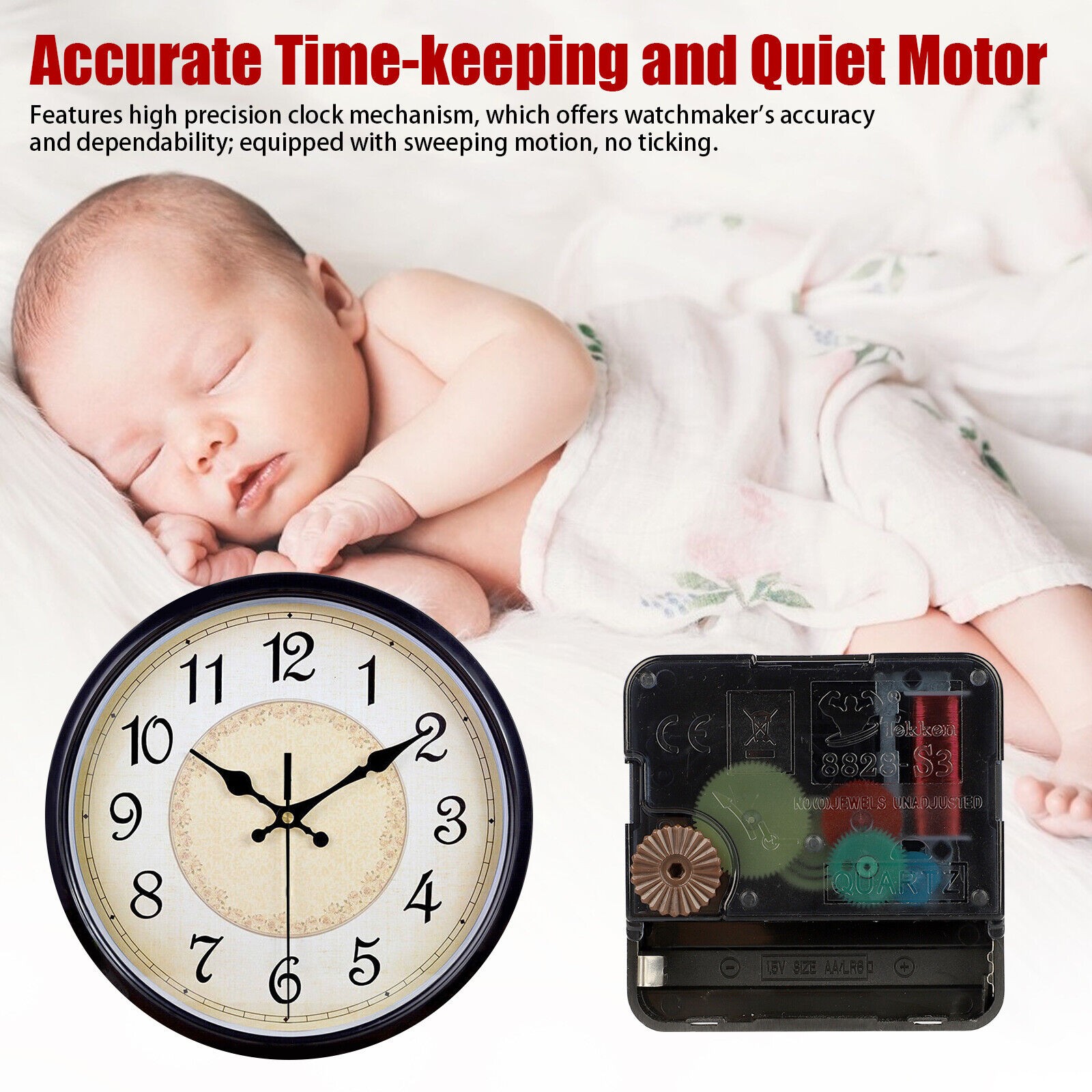 4PCS Wall Quartz Clock Movement Mechanism DIY Replacement Repair Part Motor Kit