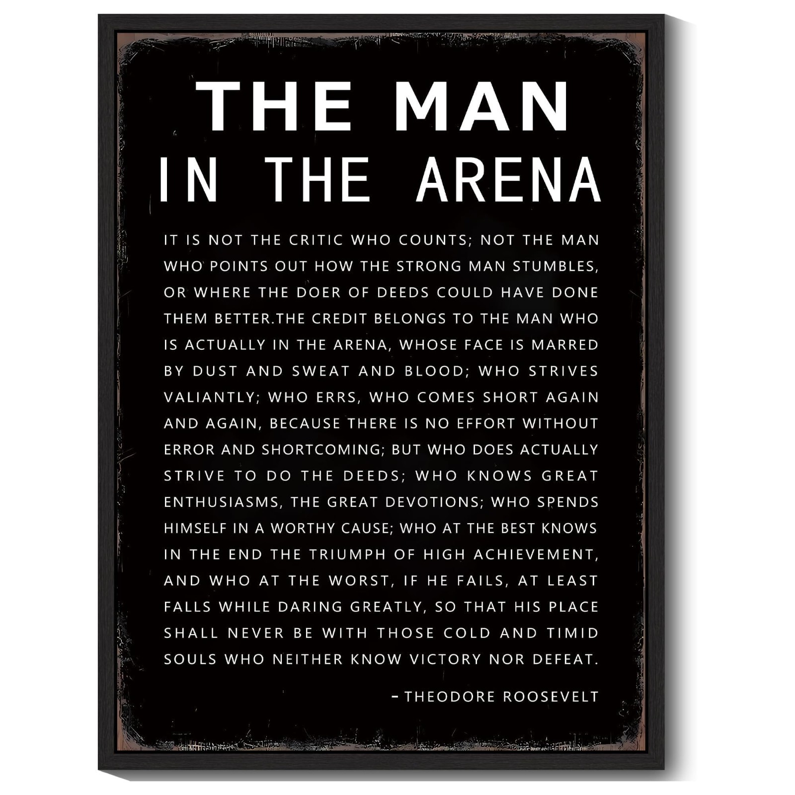 Inspirational Framed Wall Art – “The Man in the Arena” Motivational Quote 12x16i