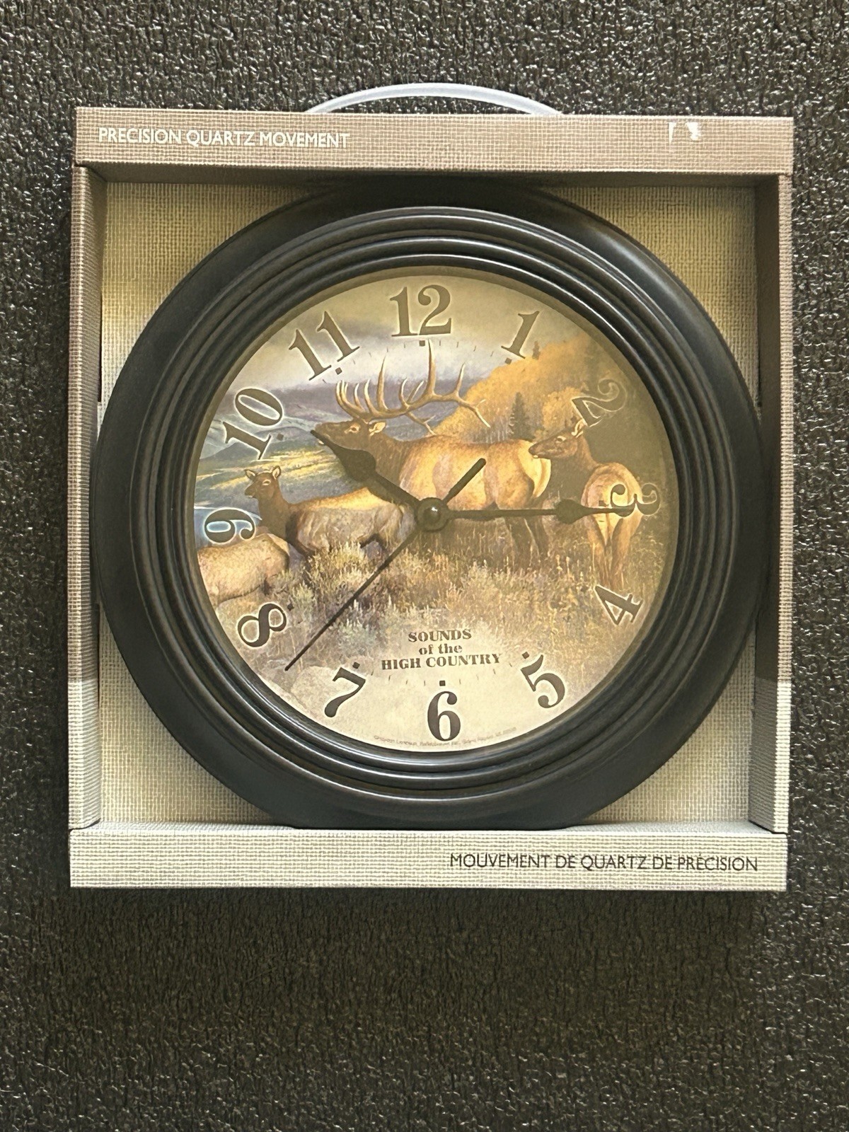 Sounds of the High Country Elk Art 9.5” Quartz Wall Clock New Original Box