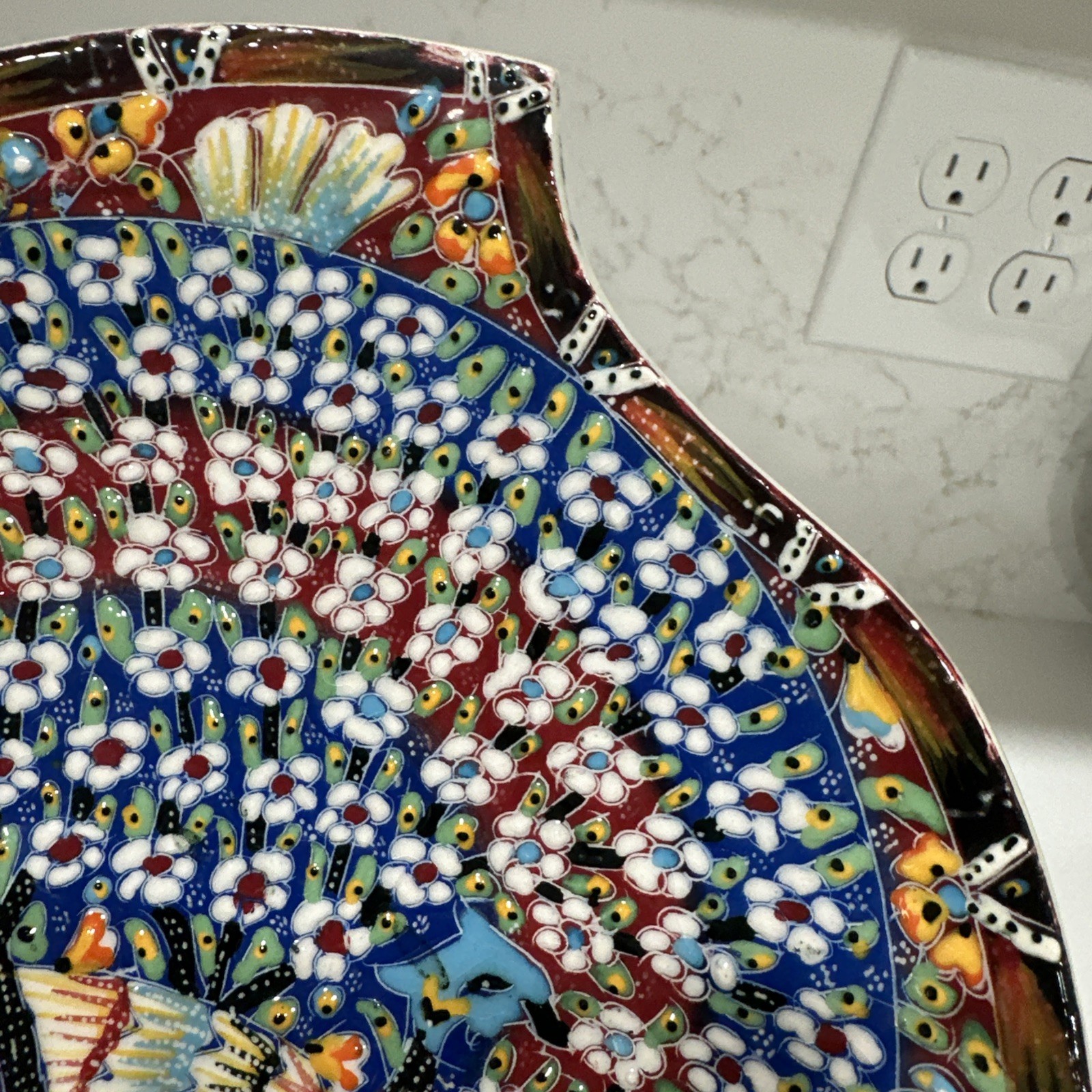 Handpainted Turkish Plate Abt 9.5” Ceramic Decorative Unique Shape
