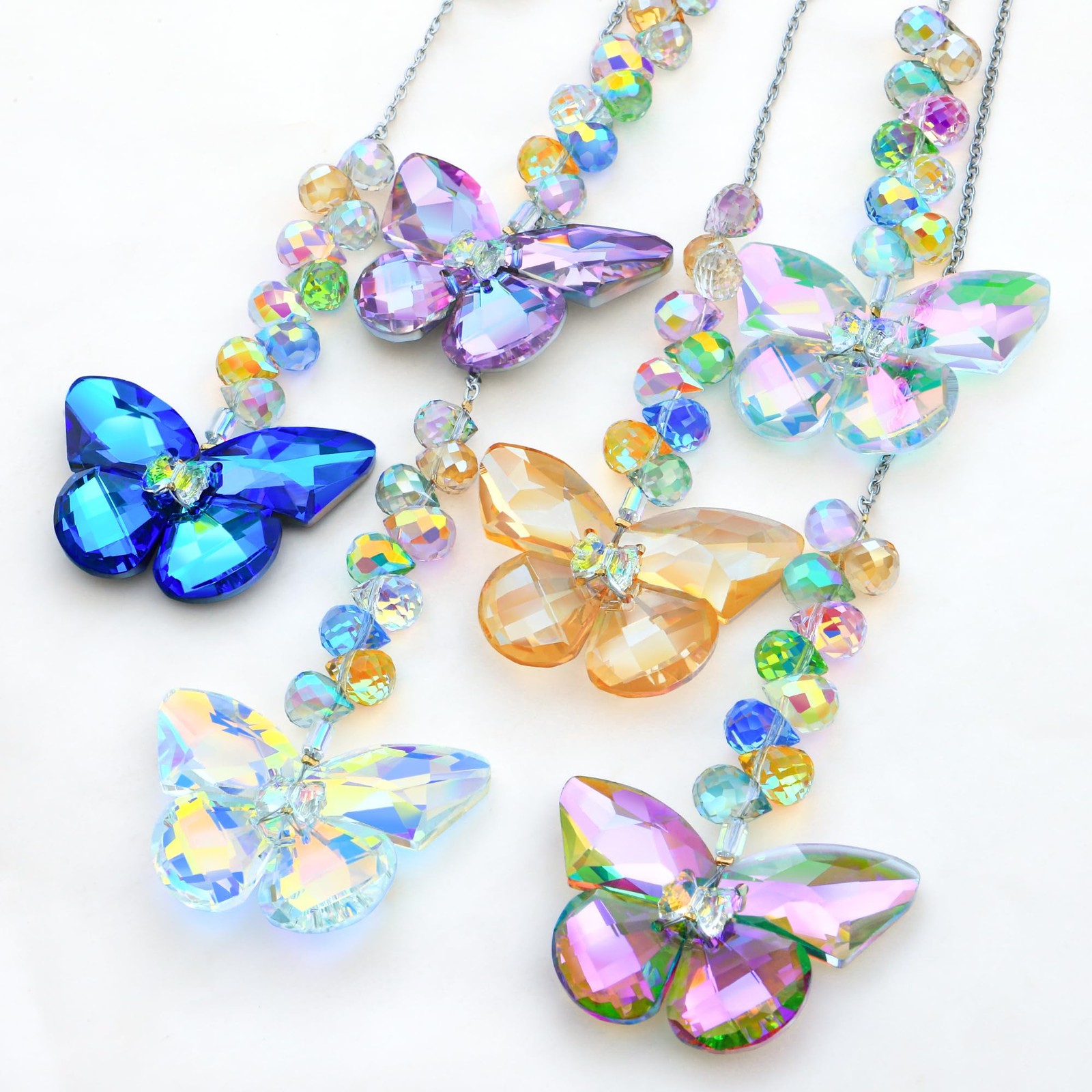 6Pcs Crystal Butterfly Suncatchers Hanging Ornaments, Rainbow Maker Sun Catchers
