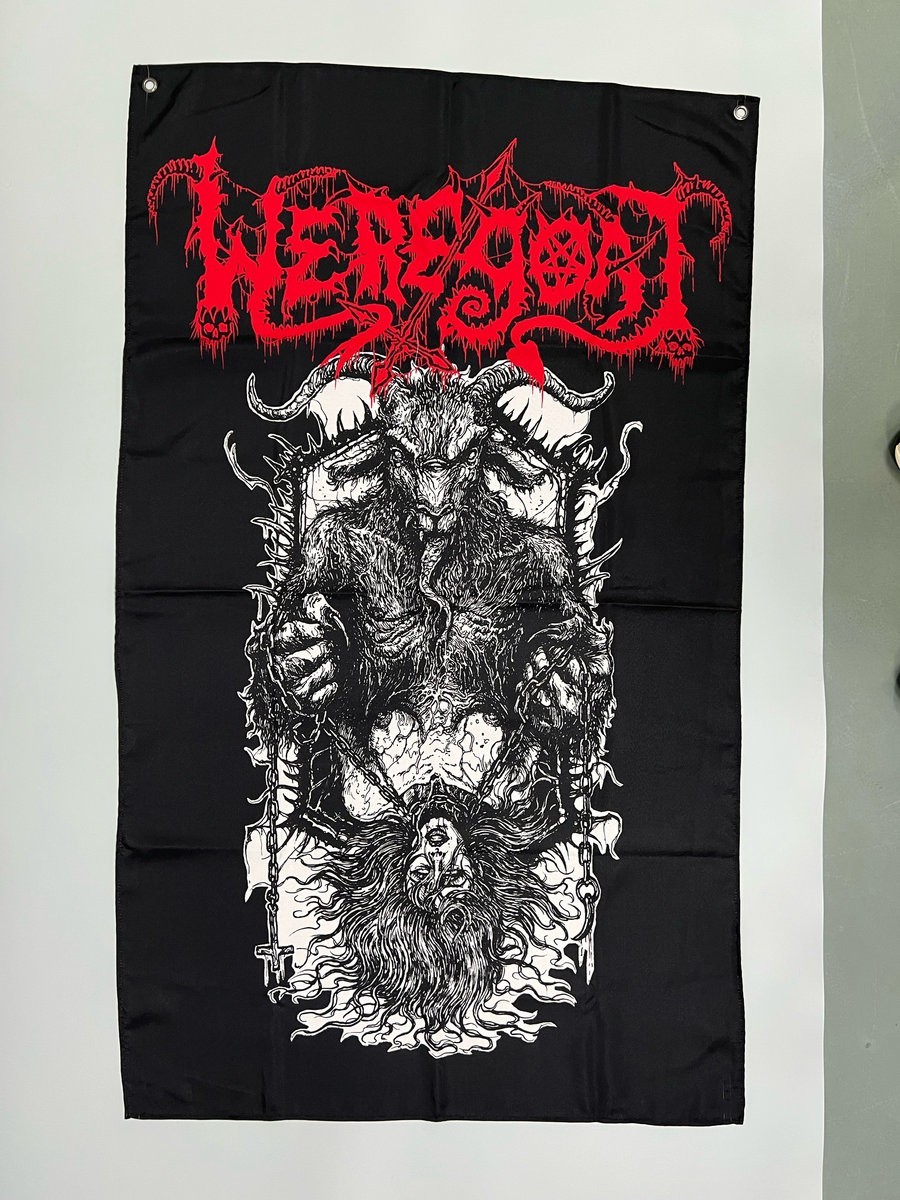 WEREGOAT – THROTTLED WITH DEMONIC FORCE 5 x 3 ft Giant Fabric Tapestry Flag NEW