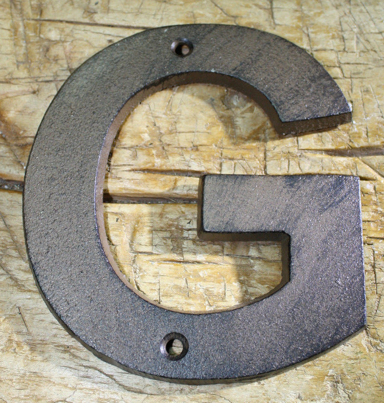 Cast Iron Industrial LETTER G Sign Rustic Brown 5″ tall Alphabet