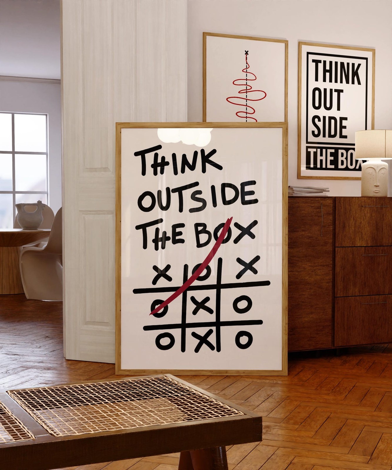 Think Outside the Box Wall Art Print, Minimalist Office Motivational Decor