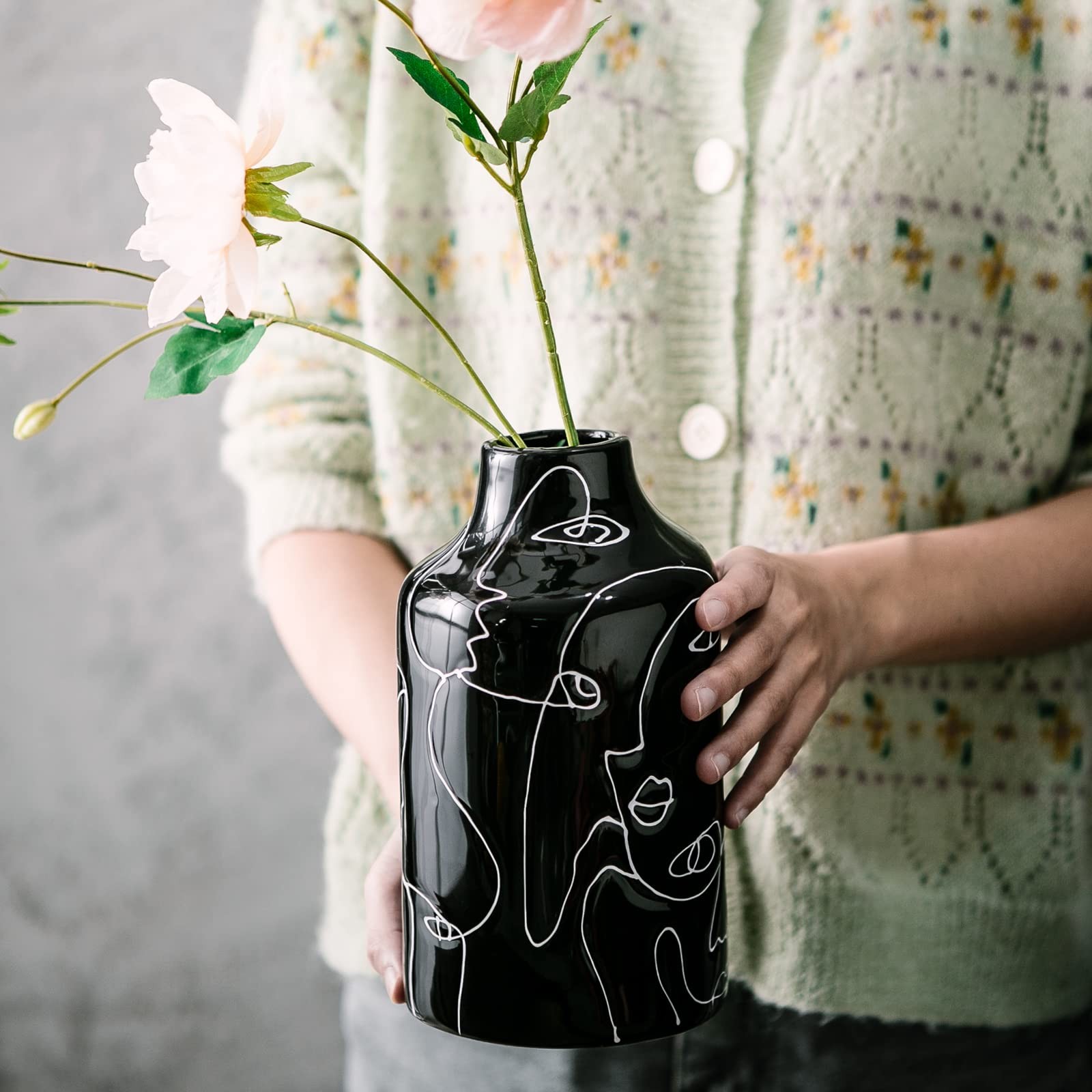 Ceramic Vase Irregular face Design Decorative Flower Vase for Home Decor Living